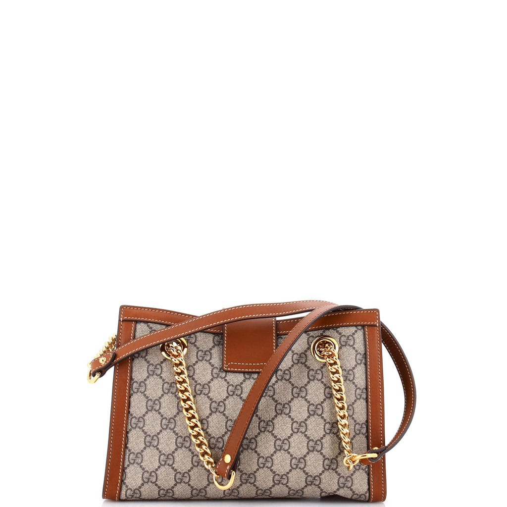 Padlock Chain Tote GG Coated Canvas with Leather Small