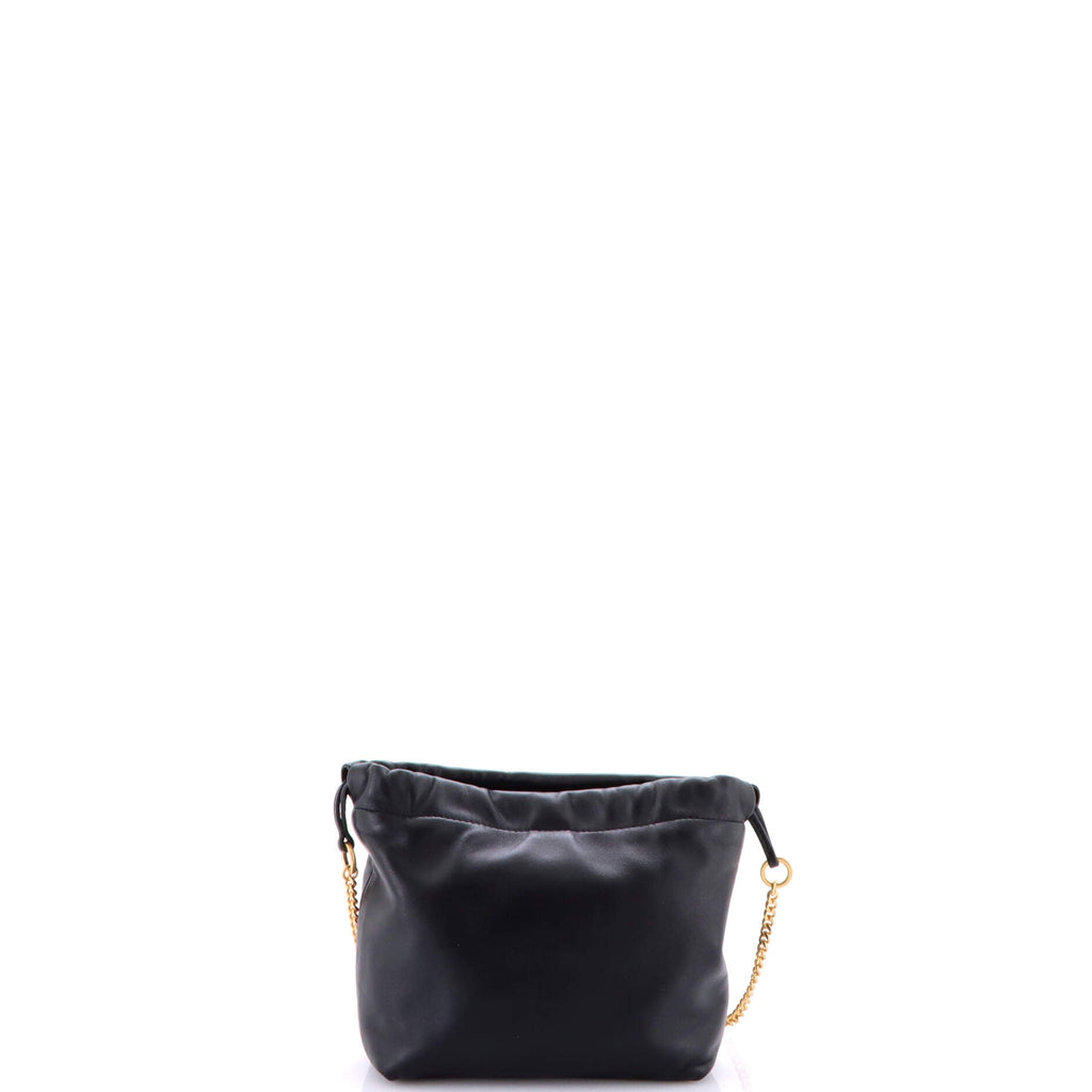 VLogo Drawstring Bucket Bag Leather Mini