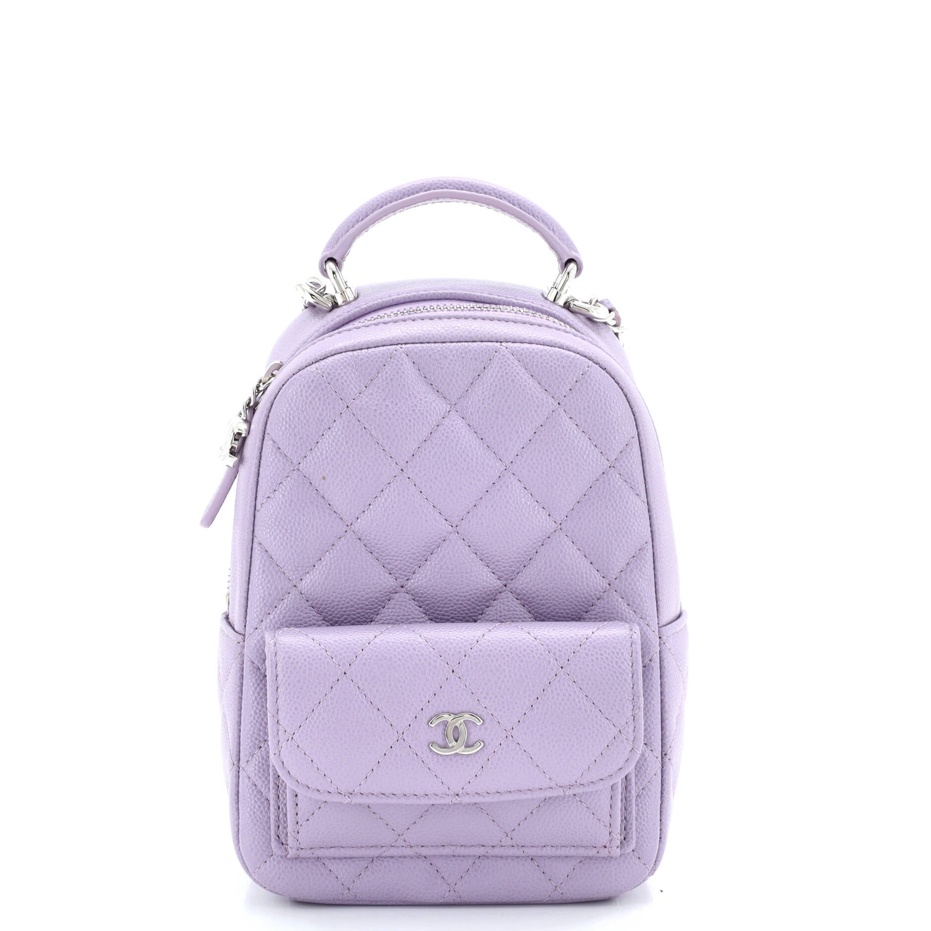 Classic CC Chain Pocket Backpack Quilted Caviar Mini