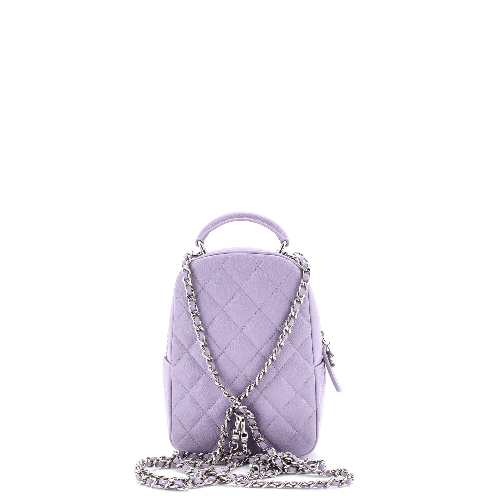 Classic CC Chain Pocket Backpack Quilted Caviar Mini