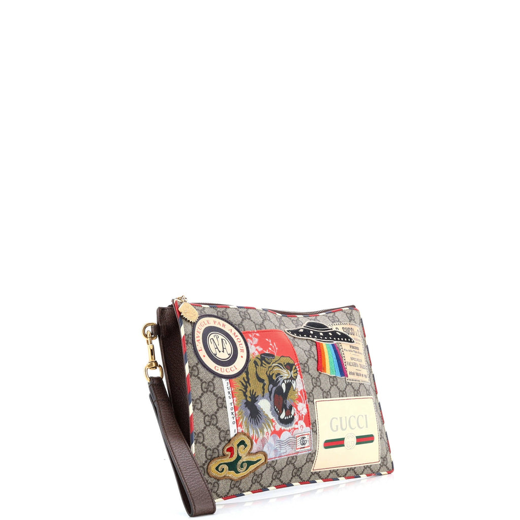 Courrier Pouch GG Coated Canvas with Applique