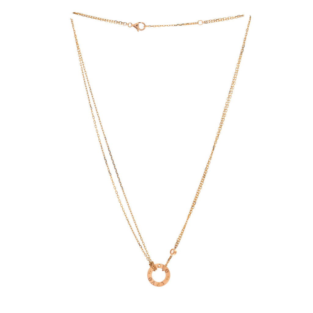 2 Diamonds Love Pendant Necklace 18K Rose Gold and Diamonds