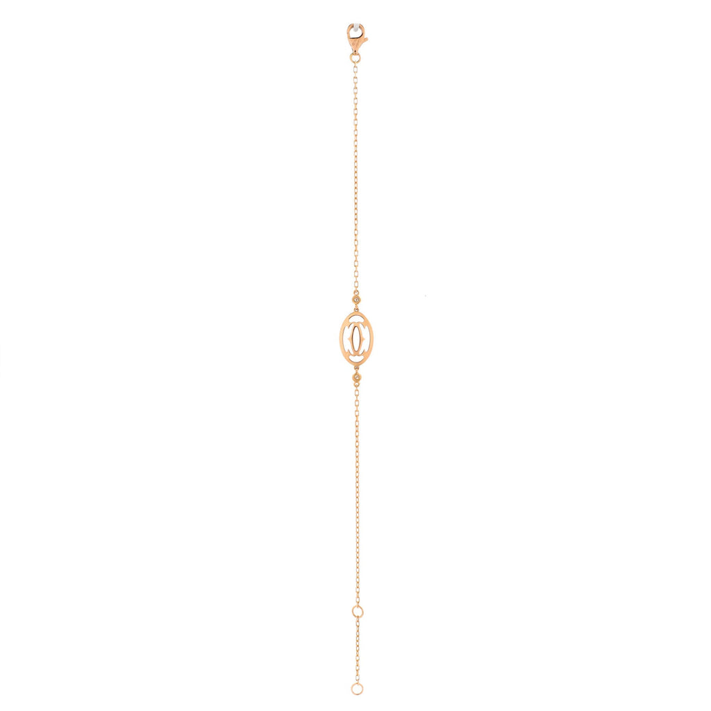 Double C Logo Bracelet 18K Rose Gold with Diamonds