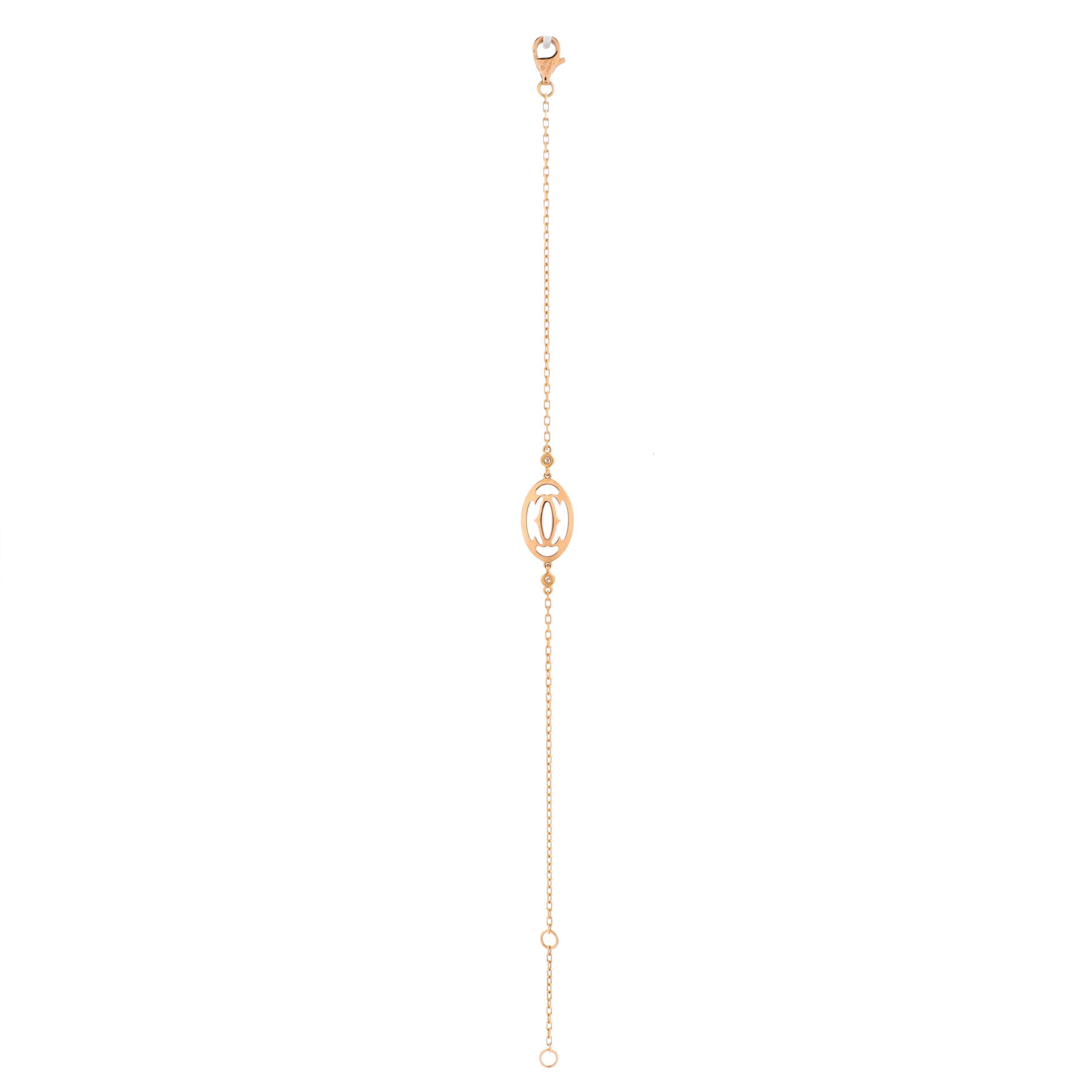 Double C Logo Bracelet 18K Rose Gold with Diamonds