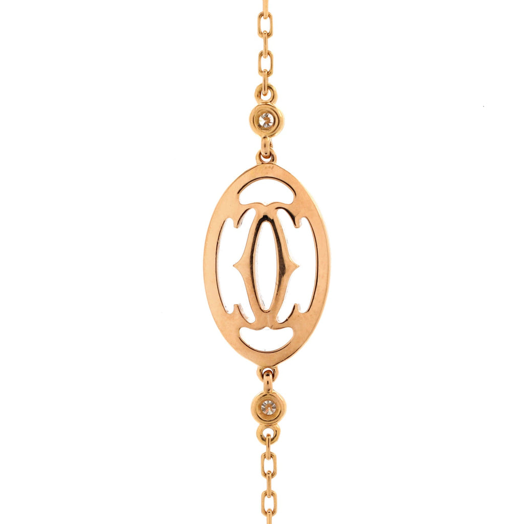 Double C Logo Bracelet 18K Rose Gold with Diamonds