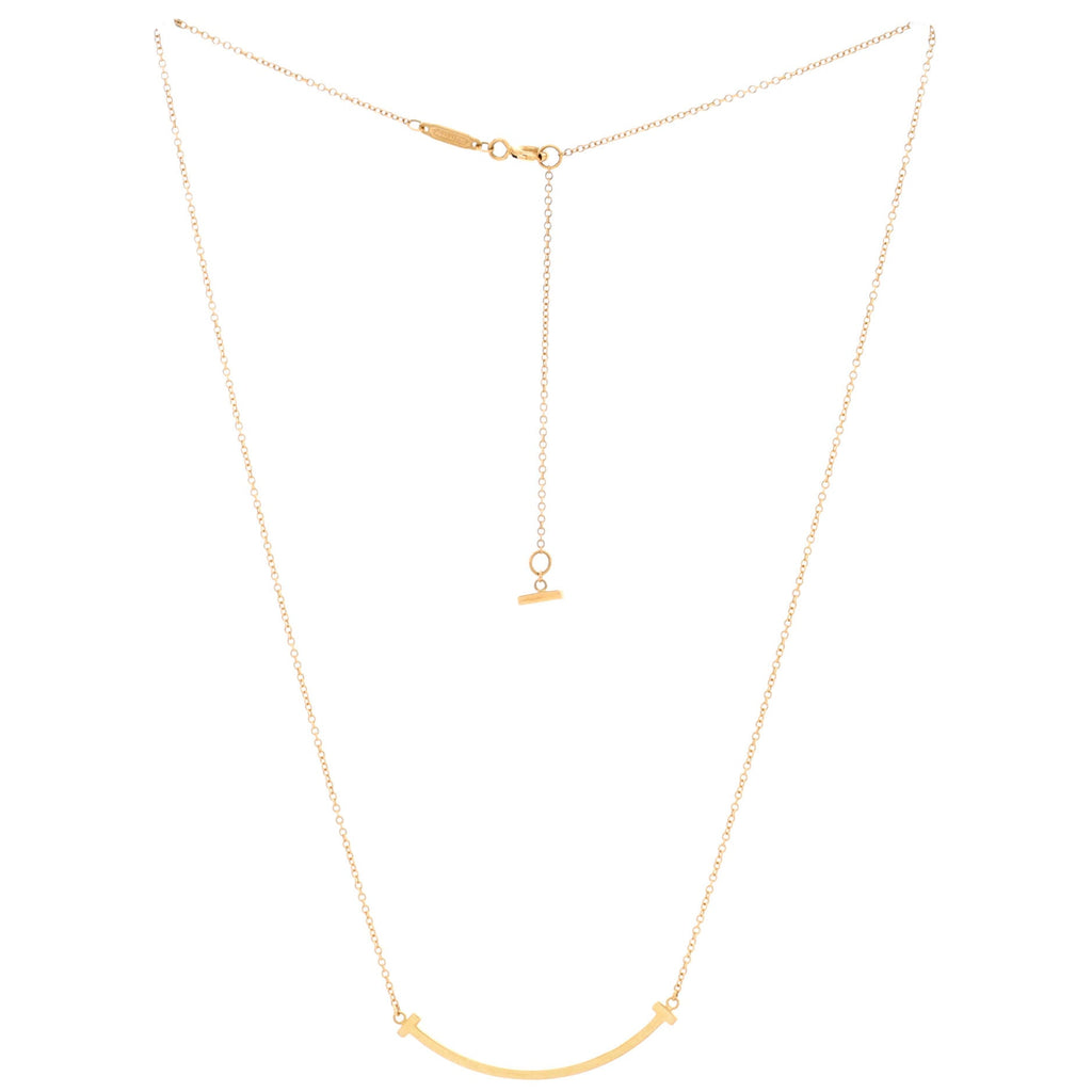 T Smile Pendant Necklace 18K Rose Gold Small