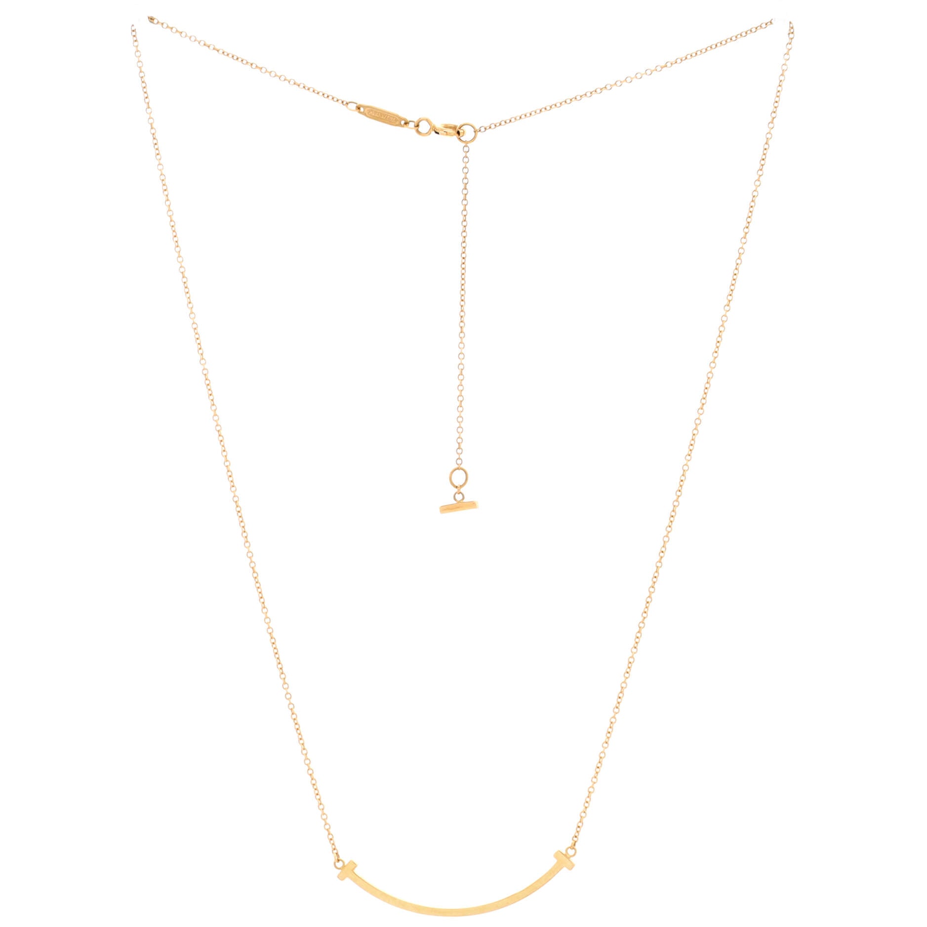 T Smile Pendant Necklace 18K Rose Gold Small