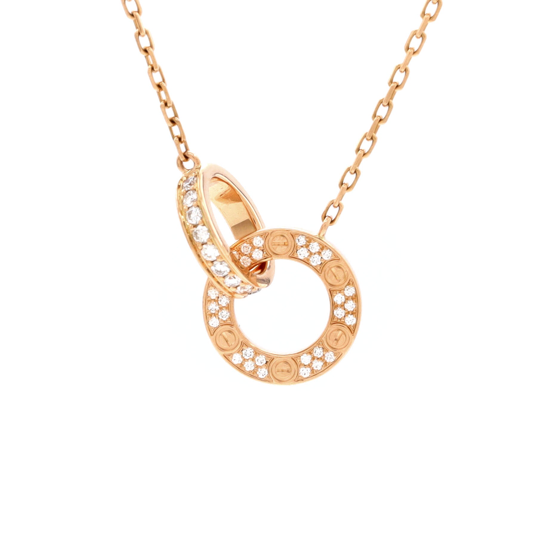 Love Interlocking Pave Necklace 18K Rose Gold and Diamonds