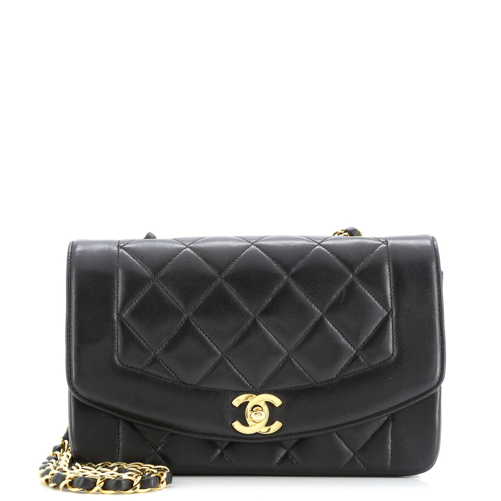 Vintage Diana Flap Bag Quilted Lambskin Small