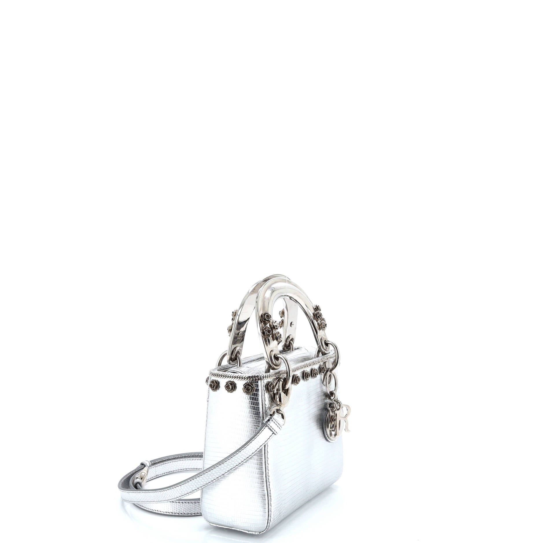Lady Dior Bag Lizard with Metal Applique Mini