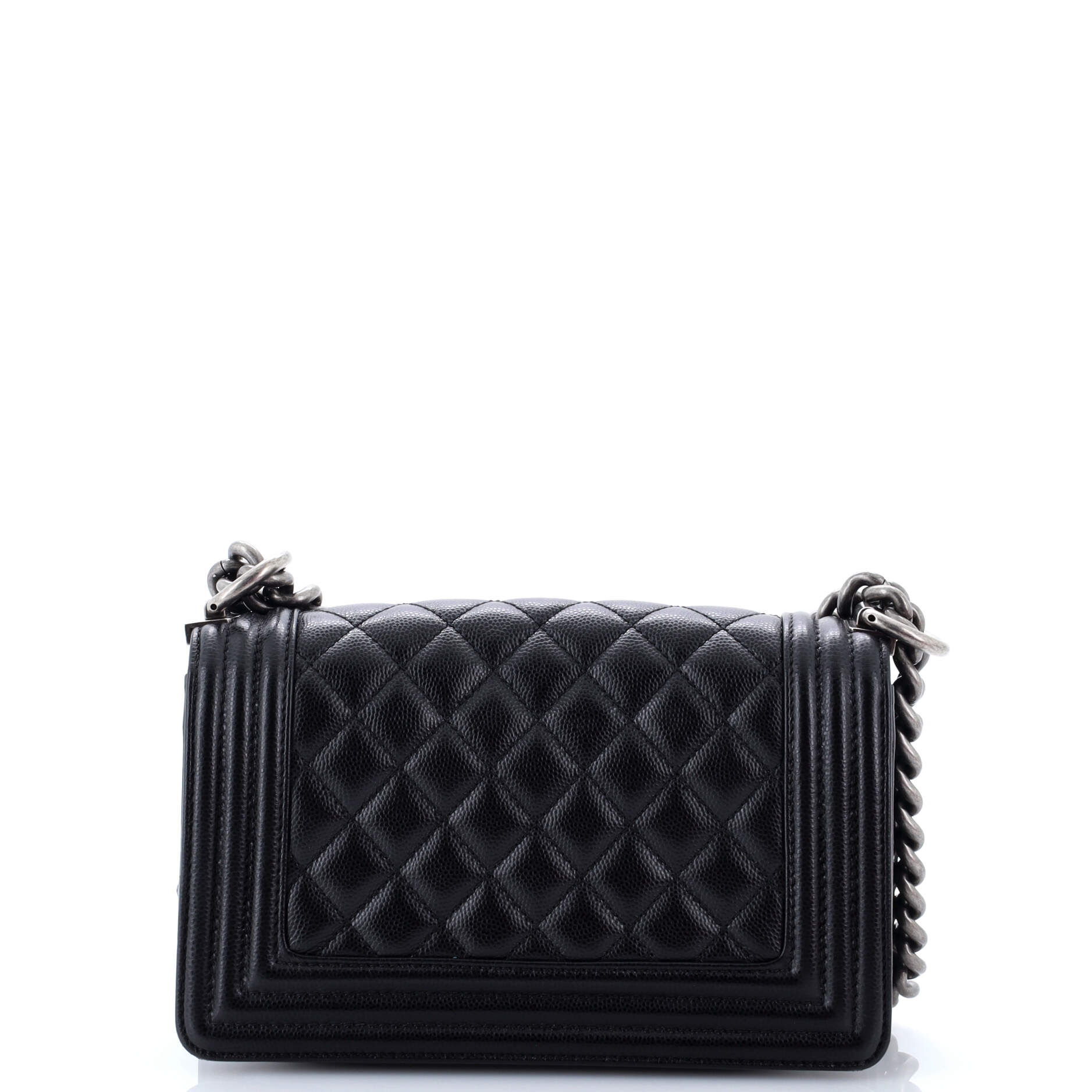 Boy Flap Bag Quilted Caviar Small