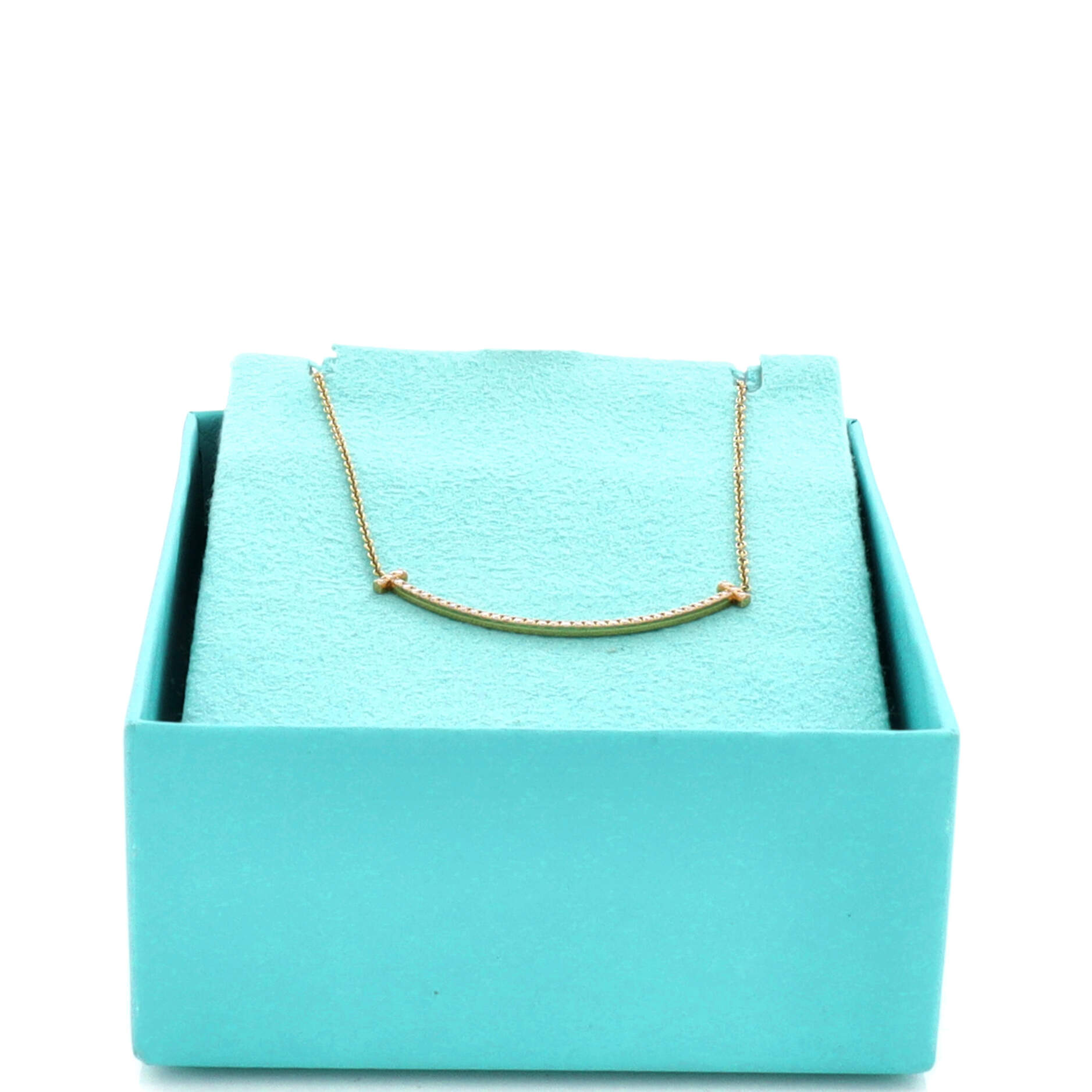 T Smile Pendant Necklace 18K Yellow Gold and Diamonds Small