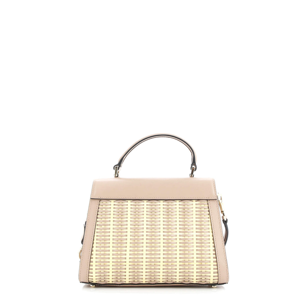 VSling Top Handle Bag Wicker with Leather Small