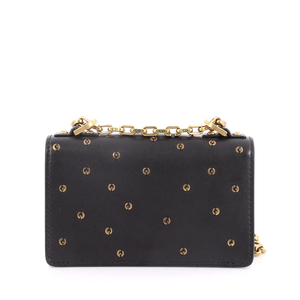 J'adior Chain Flap Bag Embellished Leather Mini