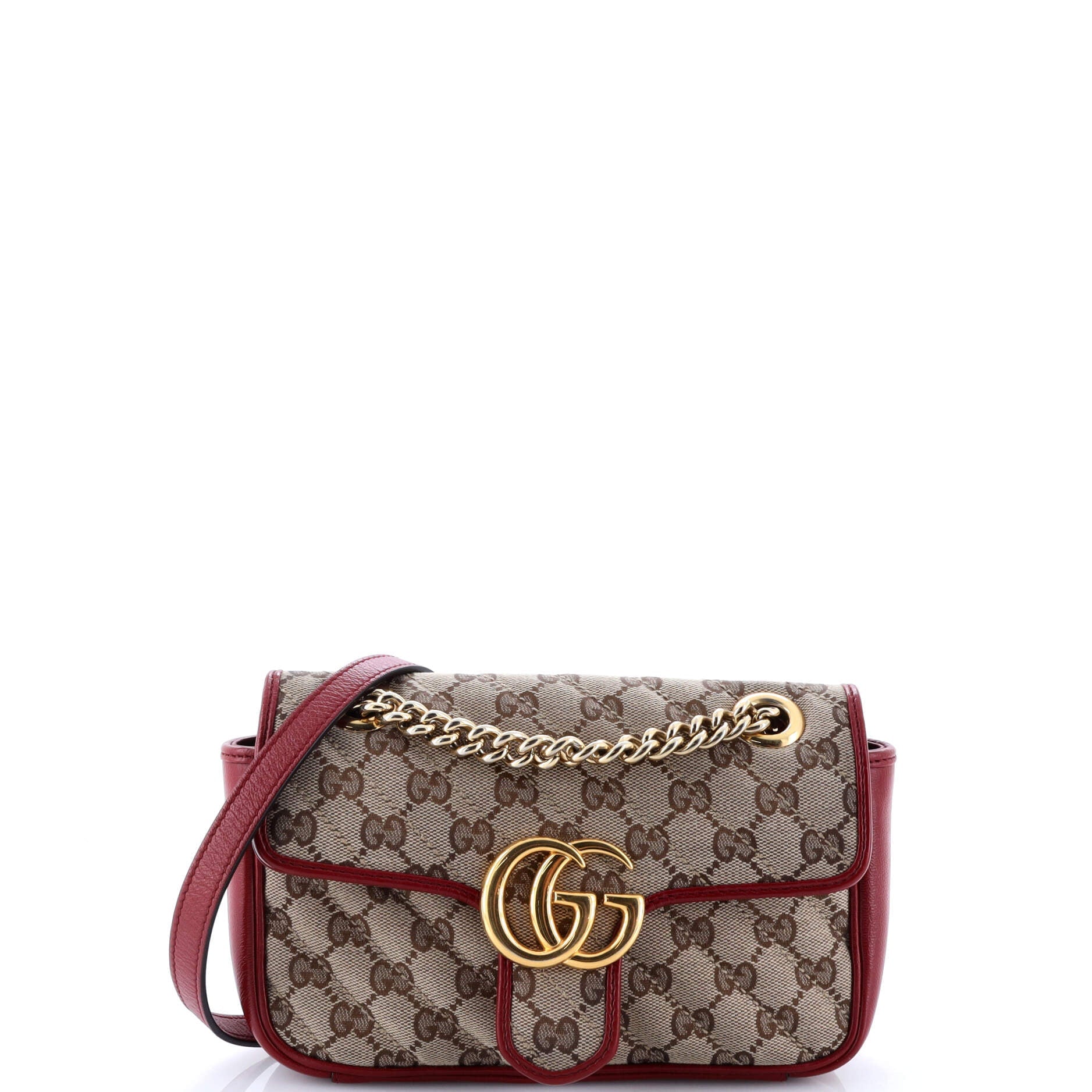 GG Marmont Flap Bag Diagonal Quilted GG Canvas with Leather Mini