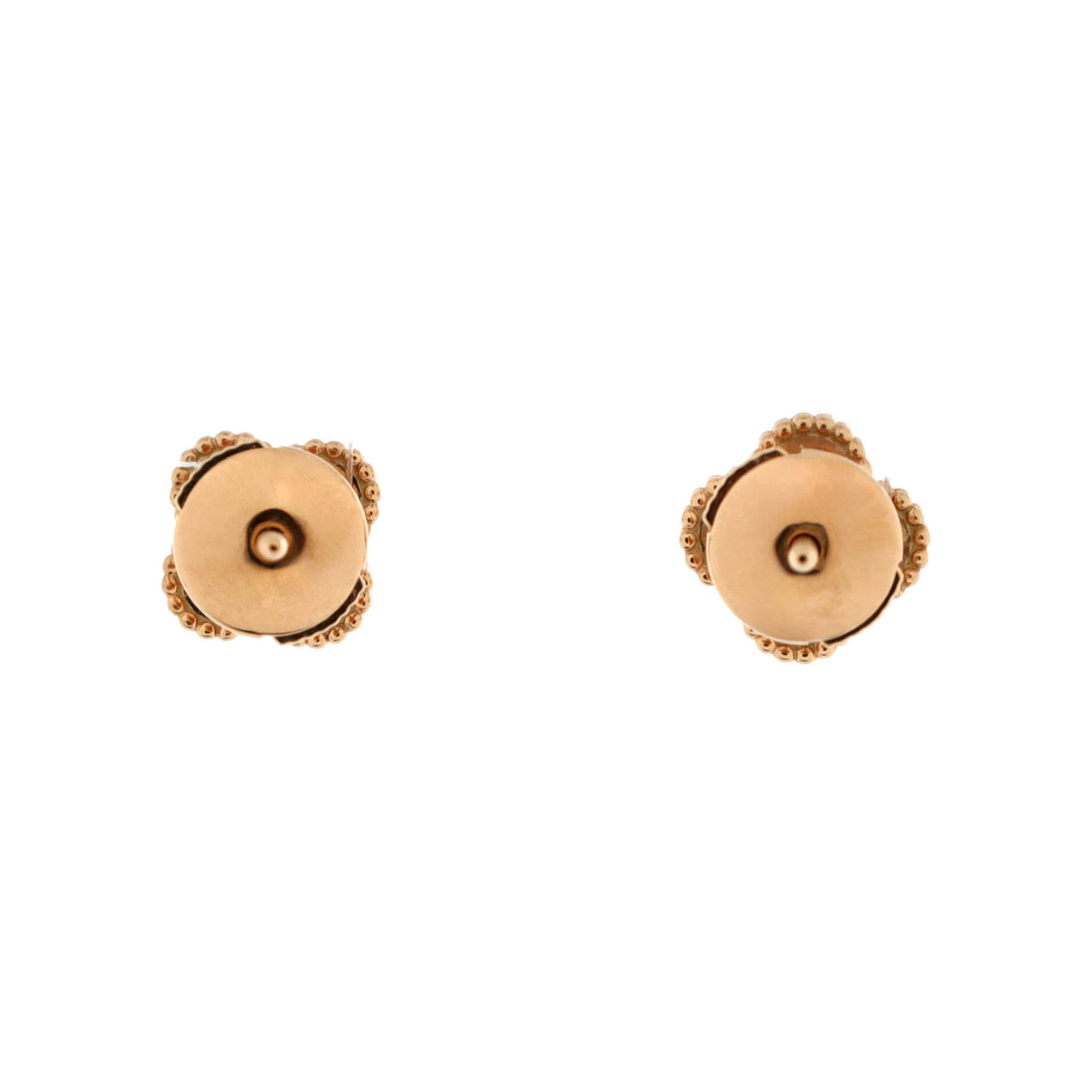 Sweet Alhambra Stud Earrings 18K Rose Gold and Carnelian