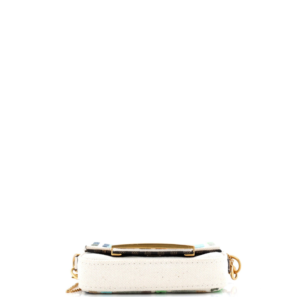 Chain Baguette Charm Bag Zucca Embroidered Canvas Nano