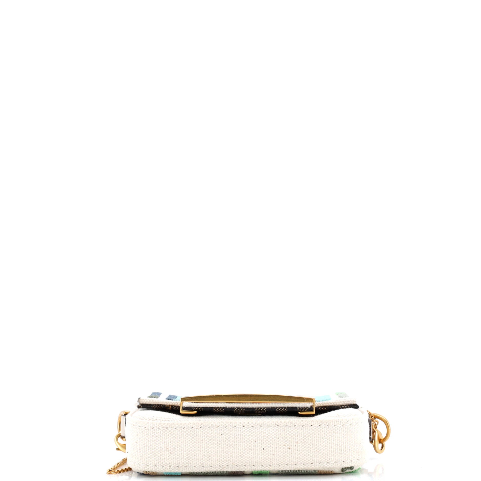 Chain Baguette Charm Bag Zucca Embroidered Canvas Nano