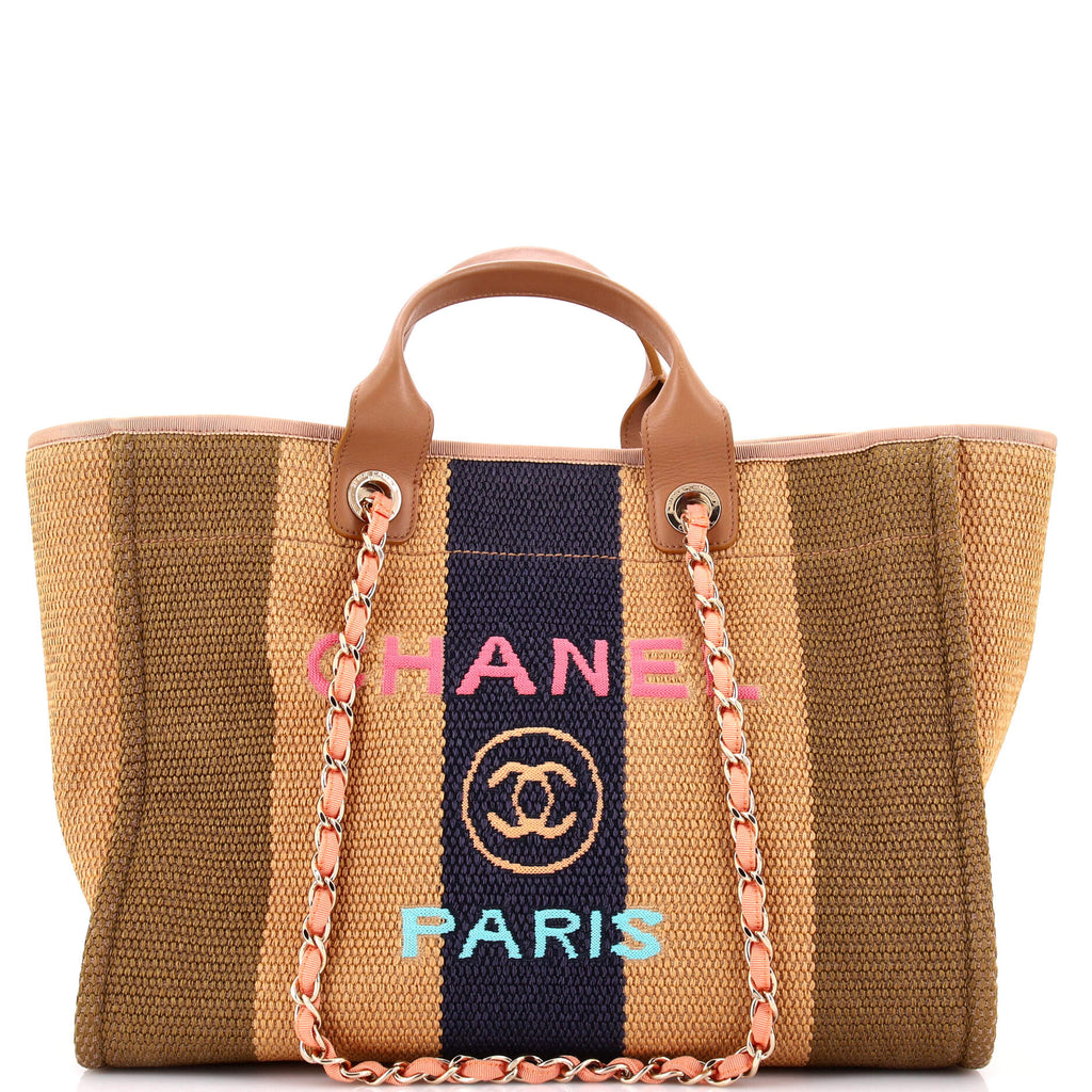 Deauville Tote Striped Viscose Canvas Medium
