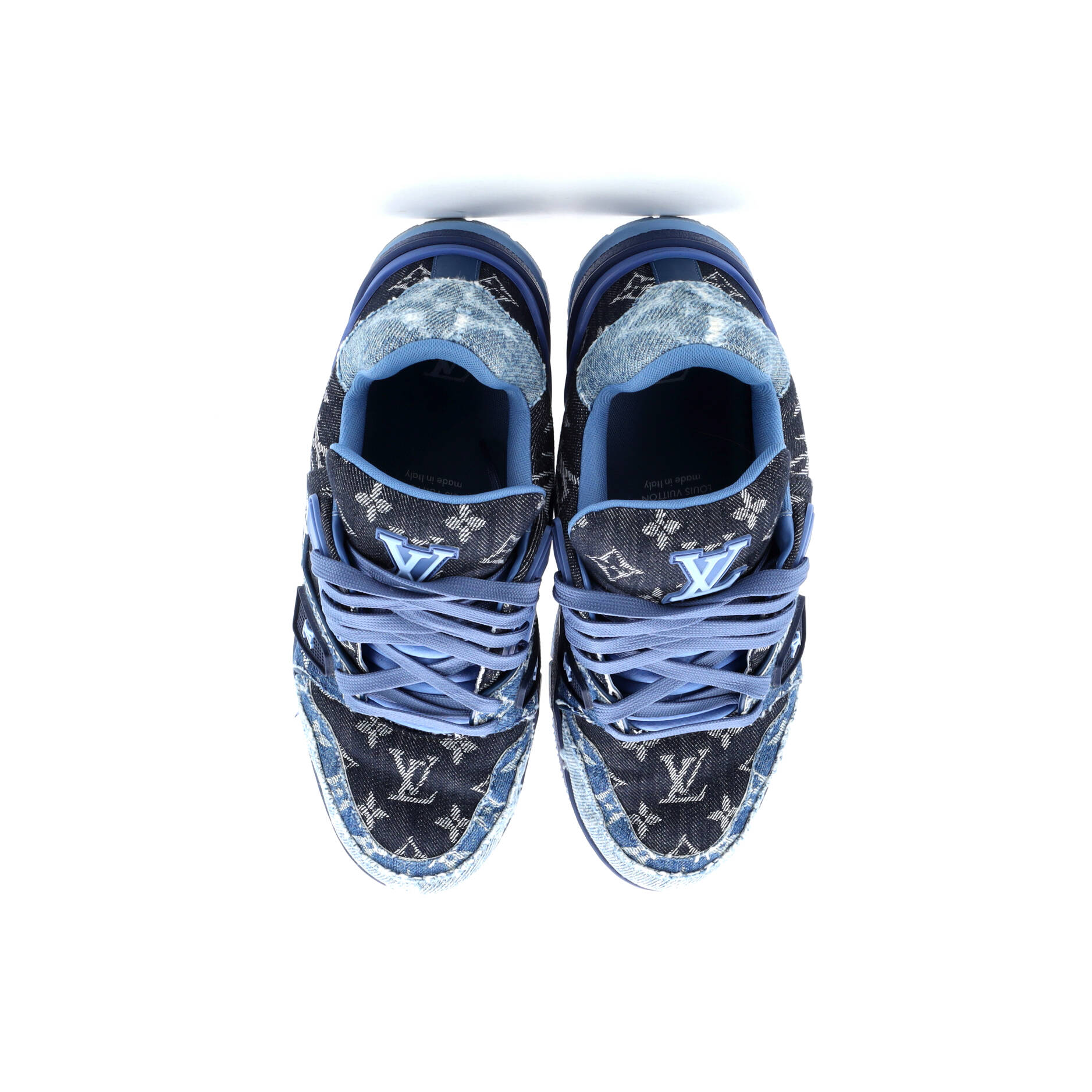 Men's LV Trainer Sneakers Monogram Empreinte Leather and Monogram Denim