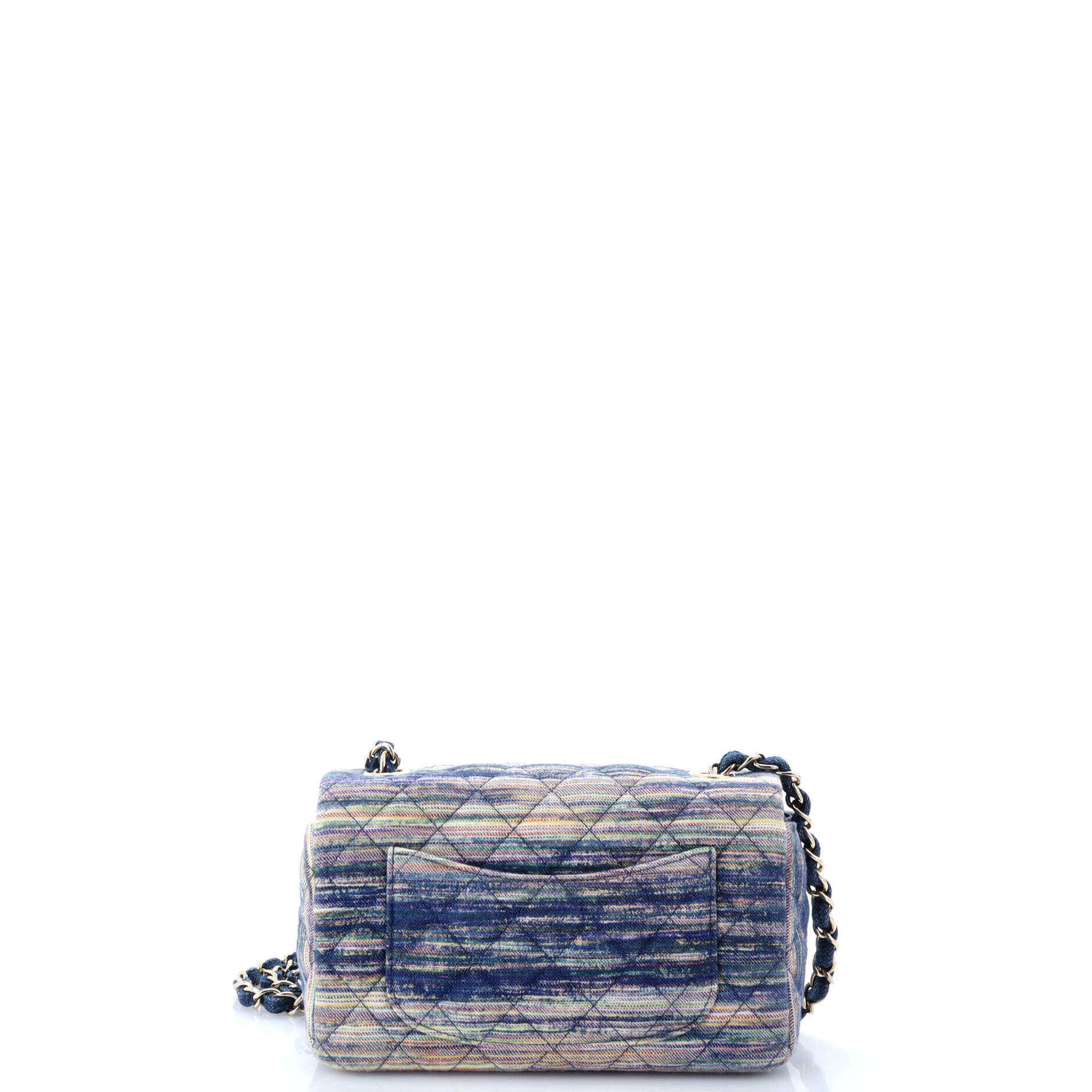 Classic Single Flap Bag Quilted Multicolor Denim Mini