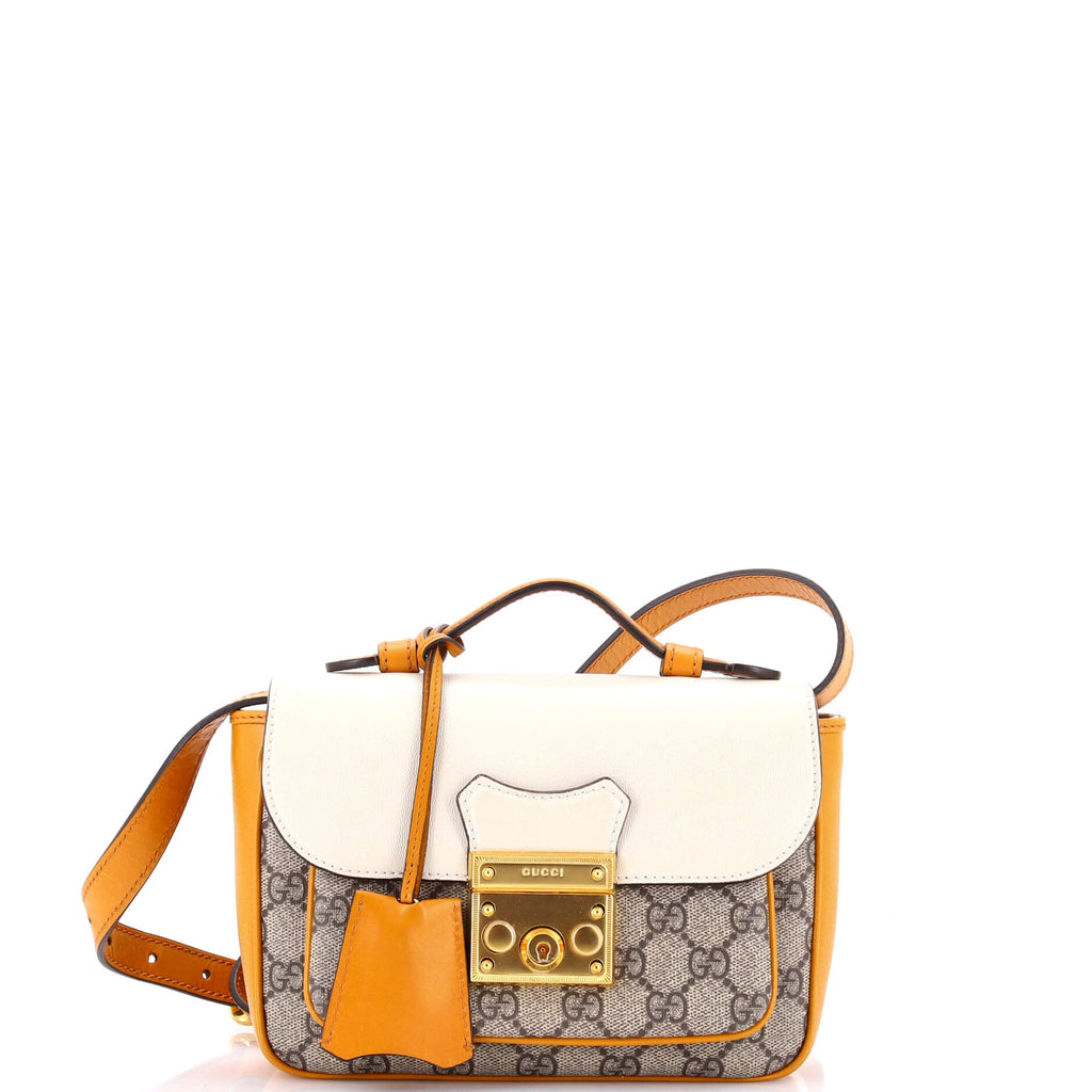 Padlock Front Pocket Flap Shoulder Bag GG Coated Canvas and Leather Mini
