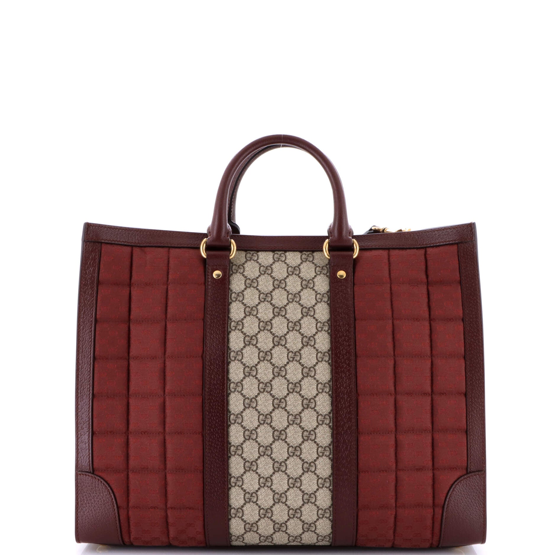Ophidia Convertible Open Tote GG Coated Canvas and Quilted Microguccissima Canvas with Leather Large