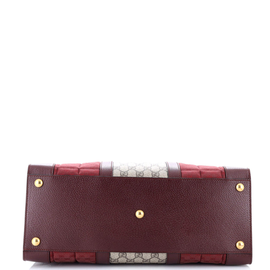Ophidia Convertible Open Tote GG Coated Canvas and Quilted Microguccissima Canvas with Leather Large
