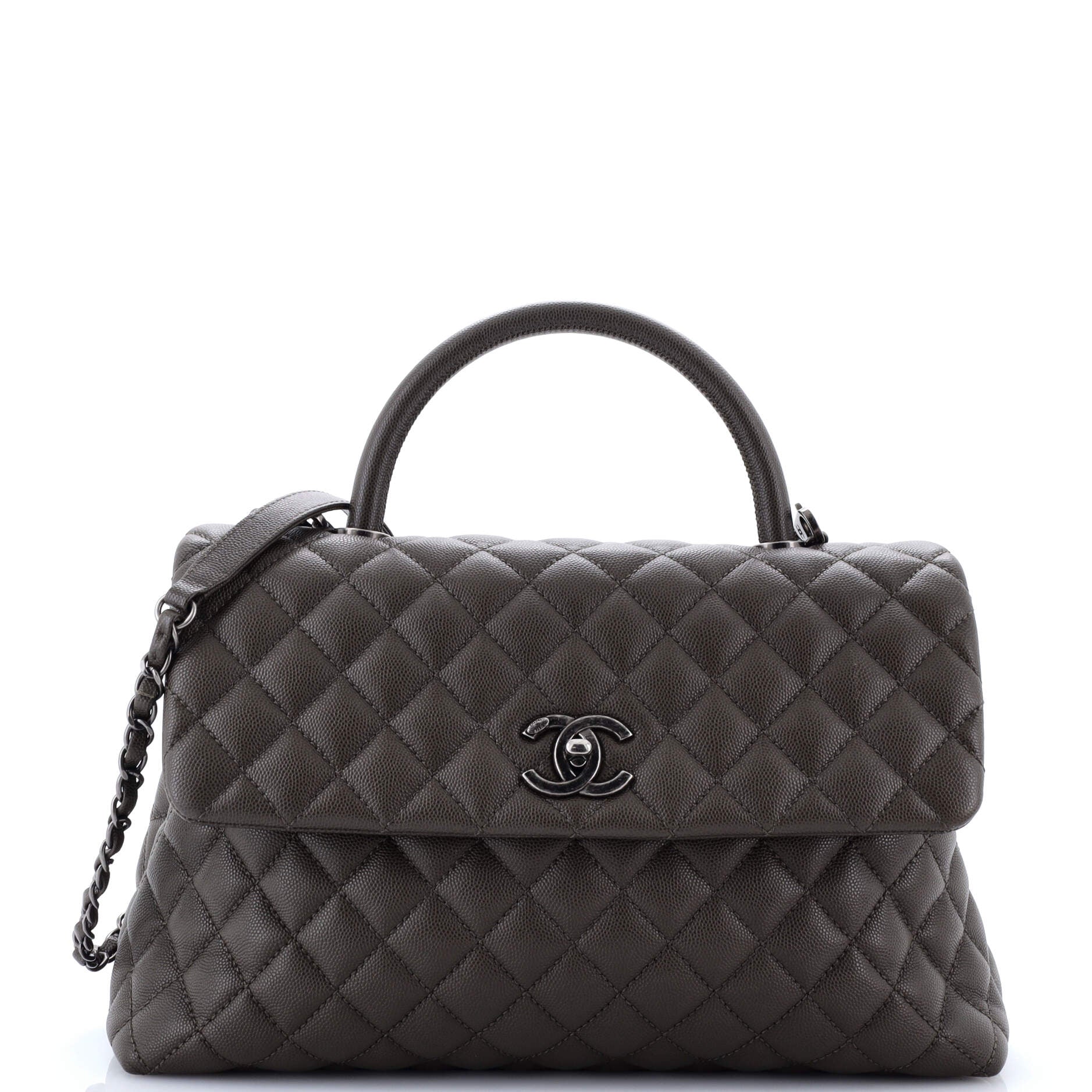Coco Top Handle Bag Quilted Caviar Medium