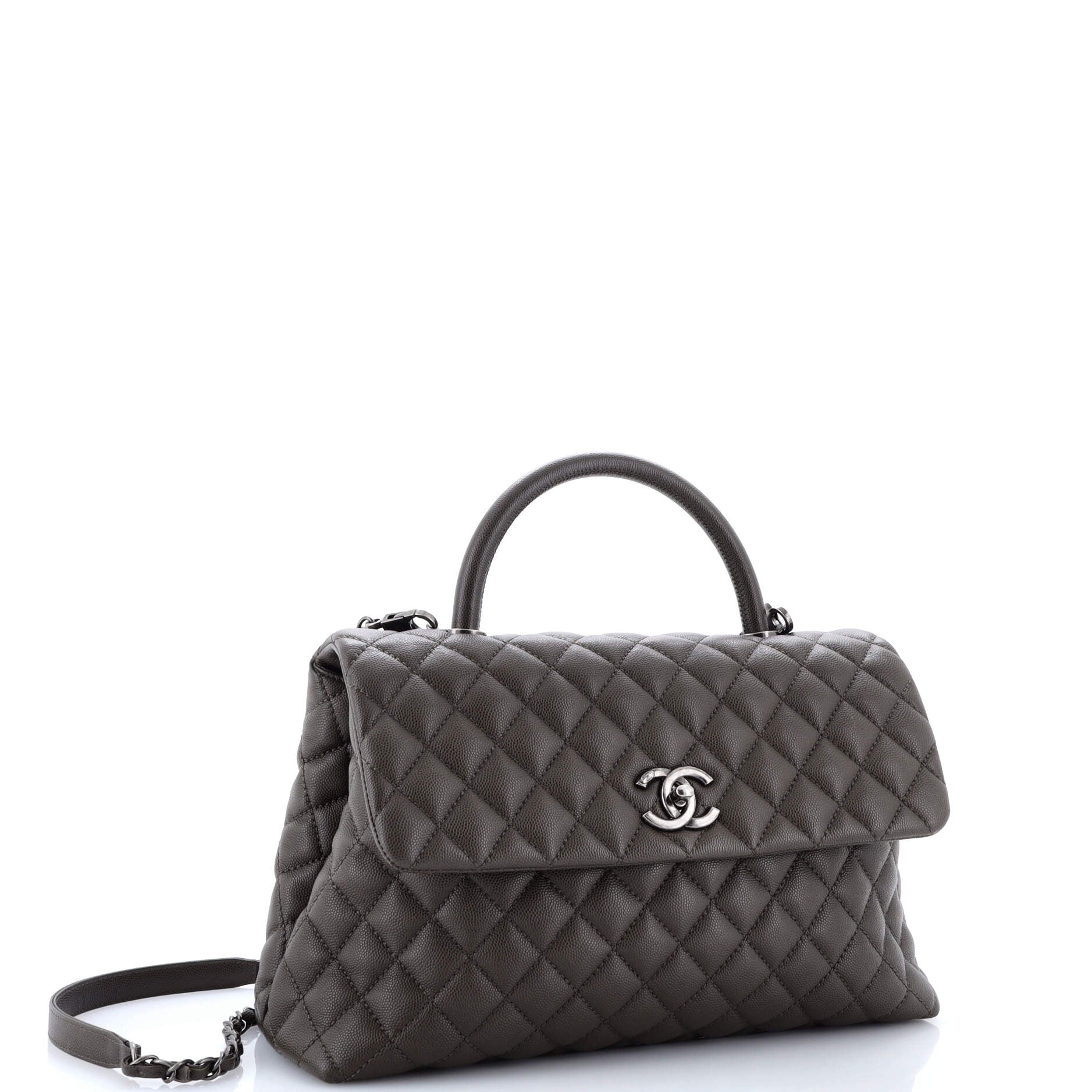 Coco Top Handle Bag Quilted Caviar Medium