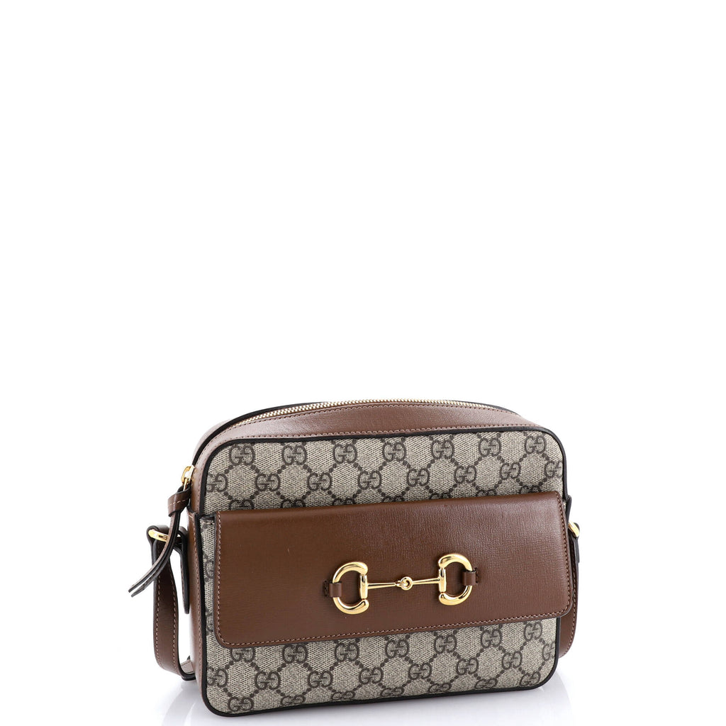 Horsebit 1955 Flap Pocket Camera Bag GG Coated Canvas and Leather Small