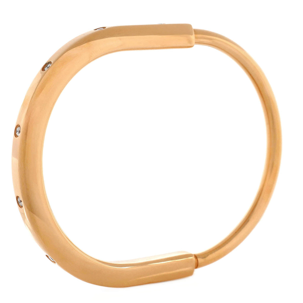 Lock Bangle Bracelet 18K Rose Gold with Diamonds