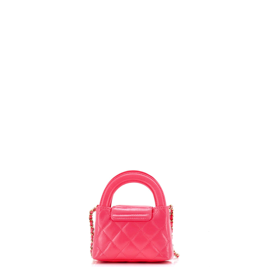 Kelly Top Handle Clutch with Chain Quilted Shiny Aged Calfskin