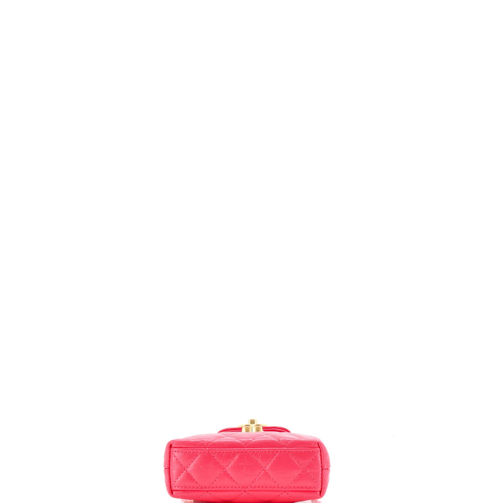 Kelly Top Handle Clutch with Chain Quilted Shiny Aged Calfskin