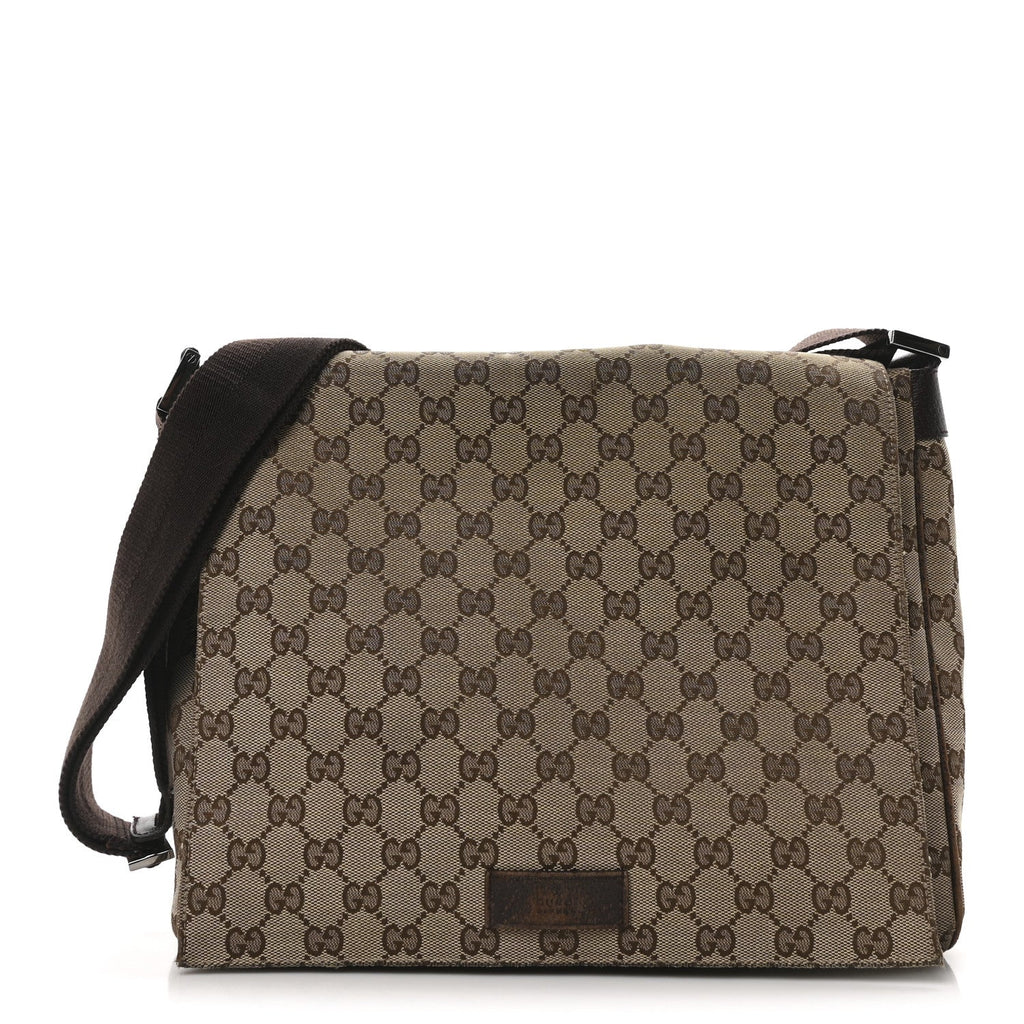 Monogram Small Flap Messenger Bag Beige Dark Brown