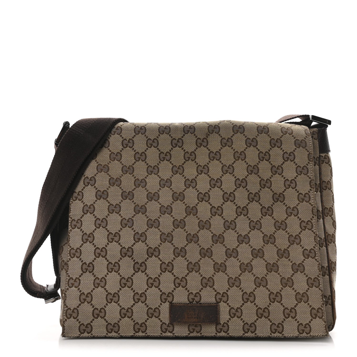 Monogram Small Flap Messenger Bag Beige Dark Brown
