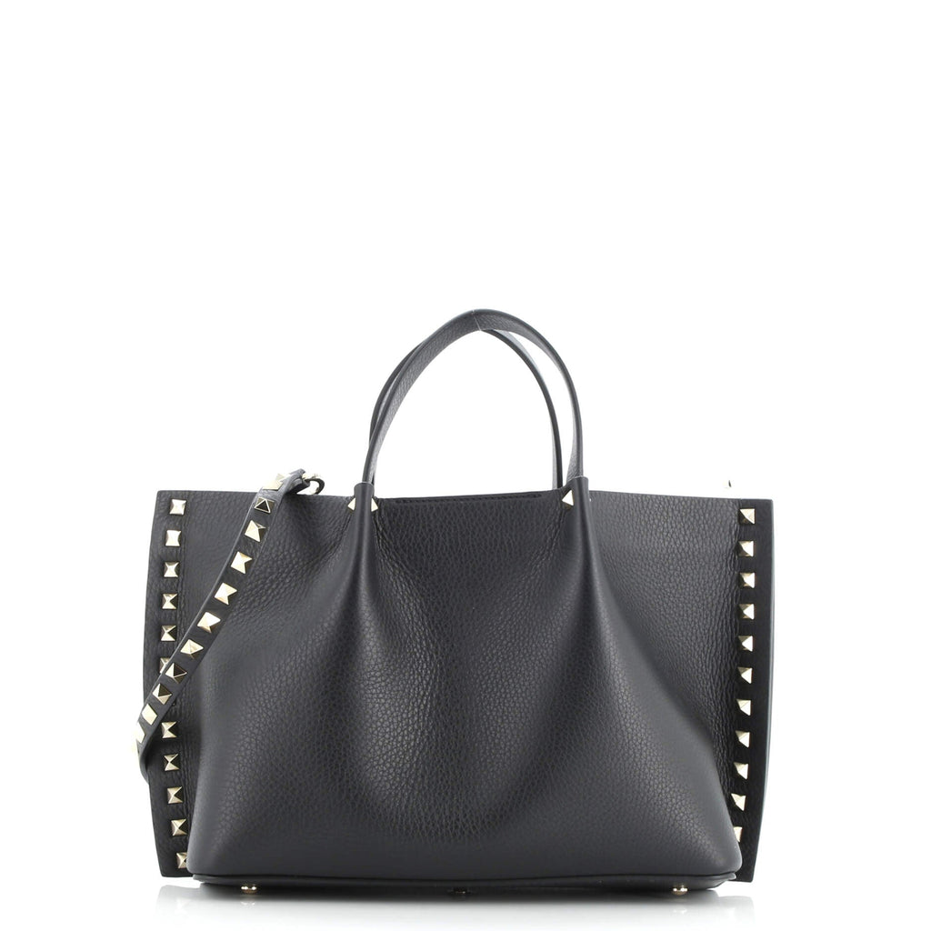 Rockstud Convertible Top Handle Open Tote Leather Small