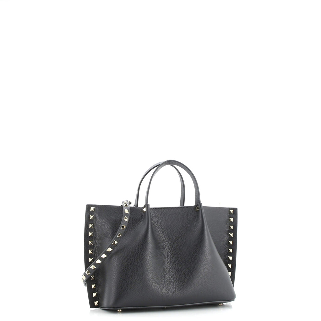 Rockstud Convertible Top Handle Open Tote Leather Small