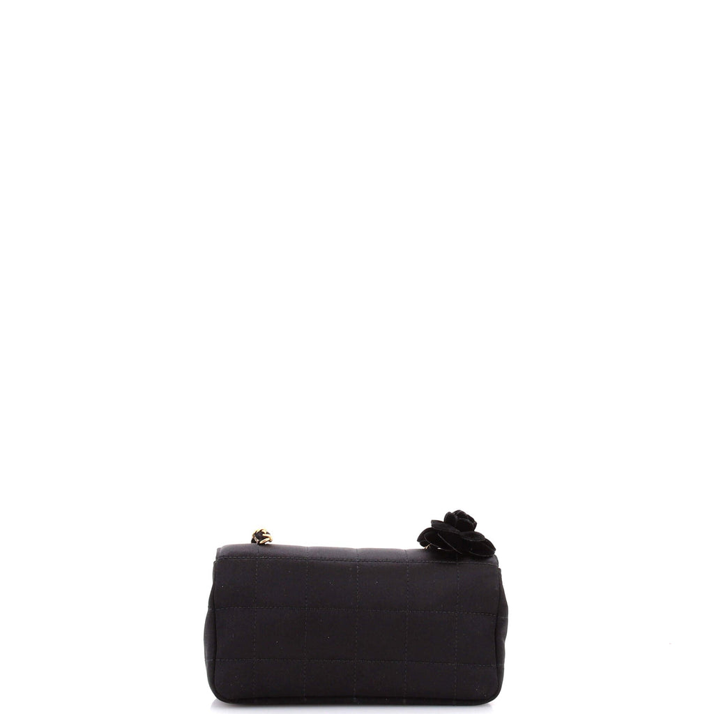 Camellia Chocolate Bar Flap Bag Quilted Satin Mini
