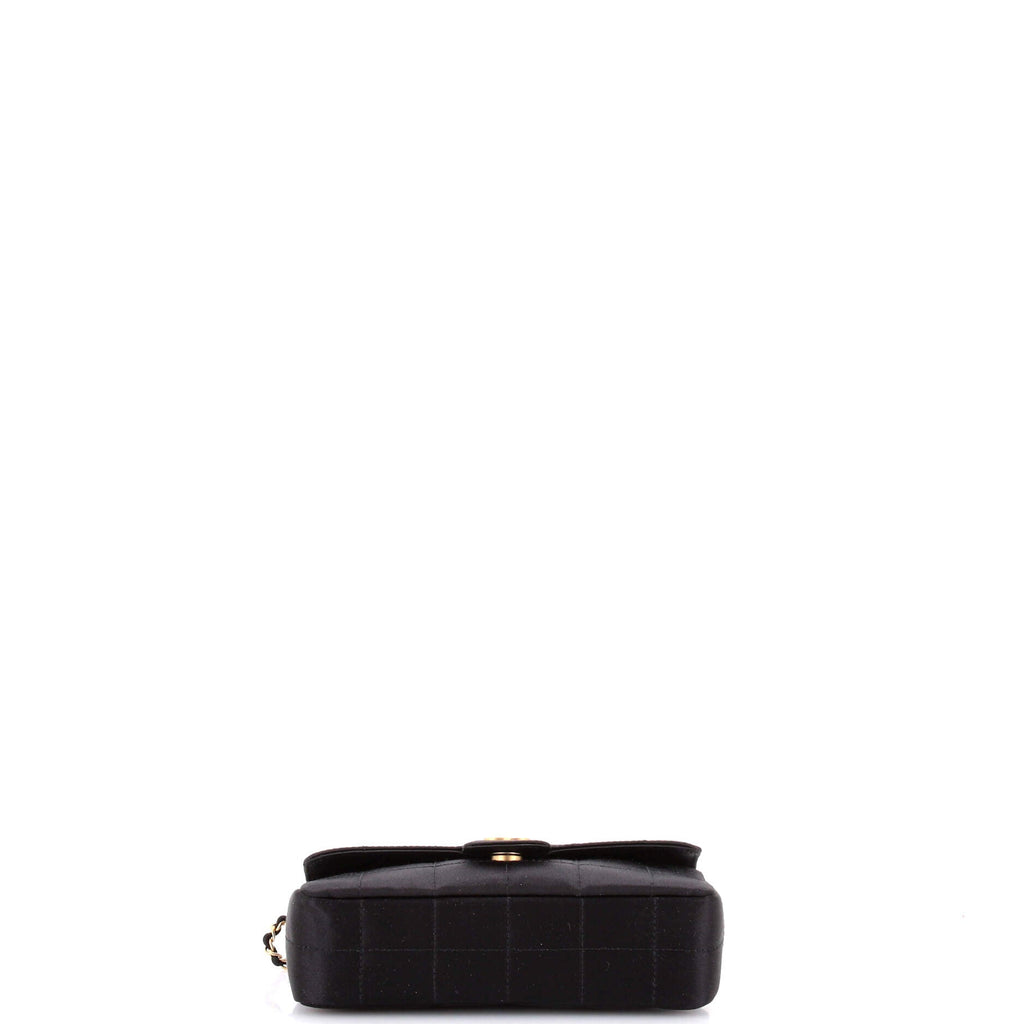 Camellia Chocolate Bar Flap Bag Quilted Satin Mini