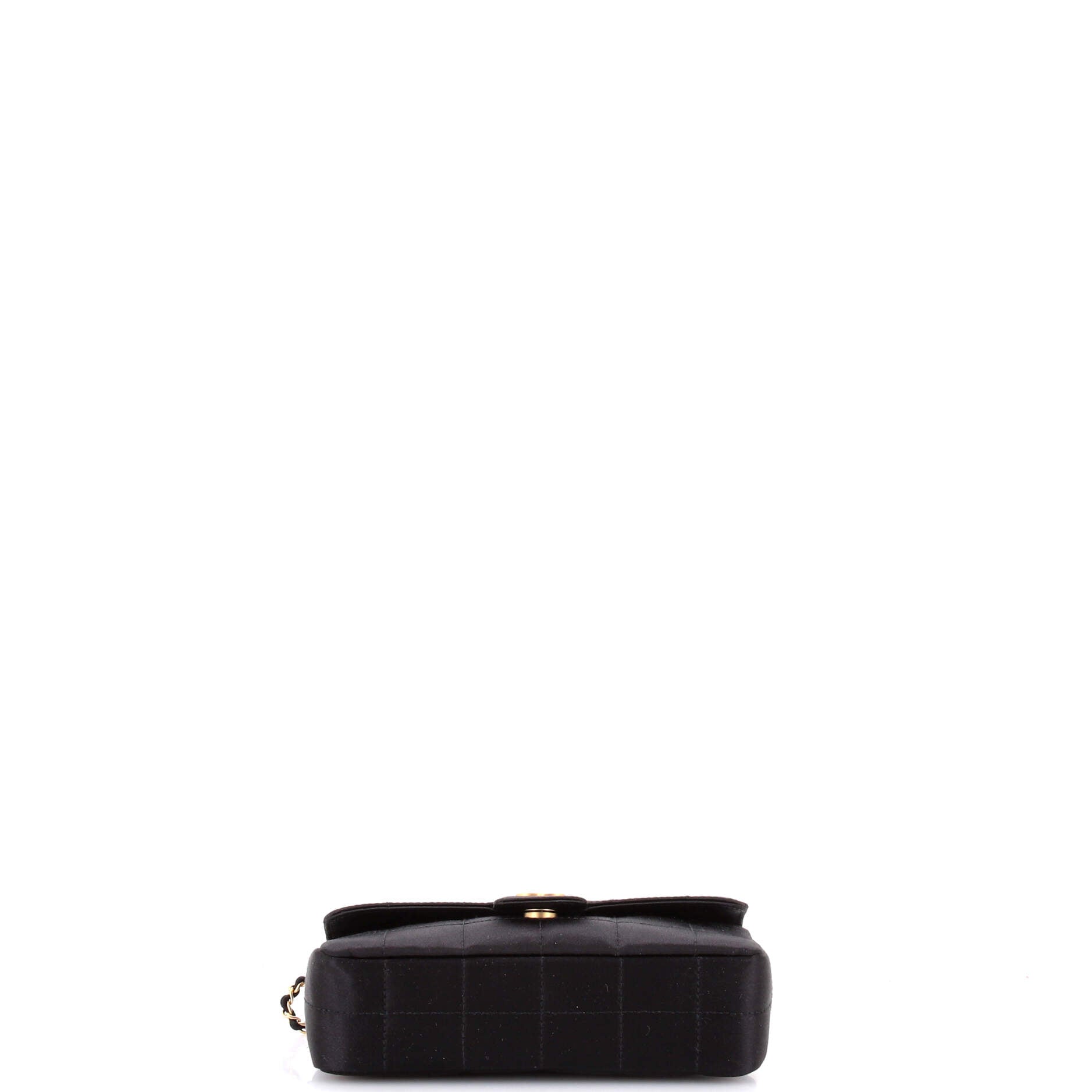 Camellia Chocolate Bar Flap Bag Quilted Satin Mini