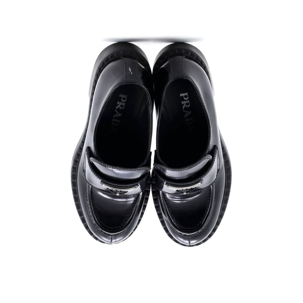Women's Triangle Logo Loafers Spazzolato Leather