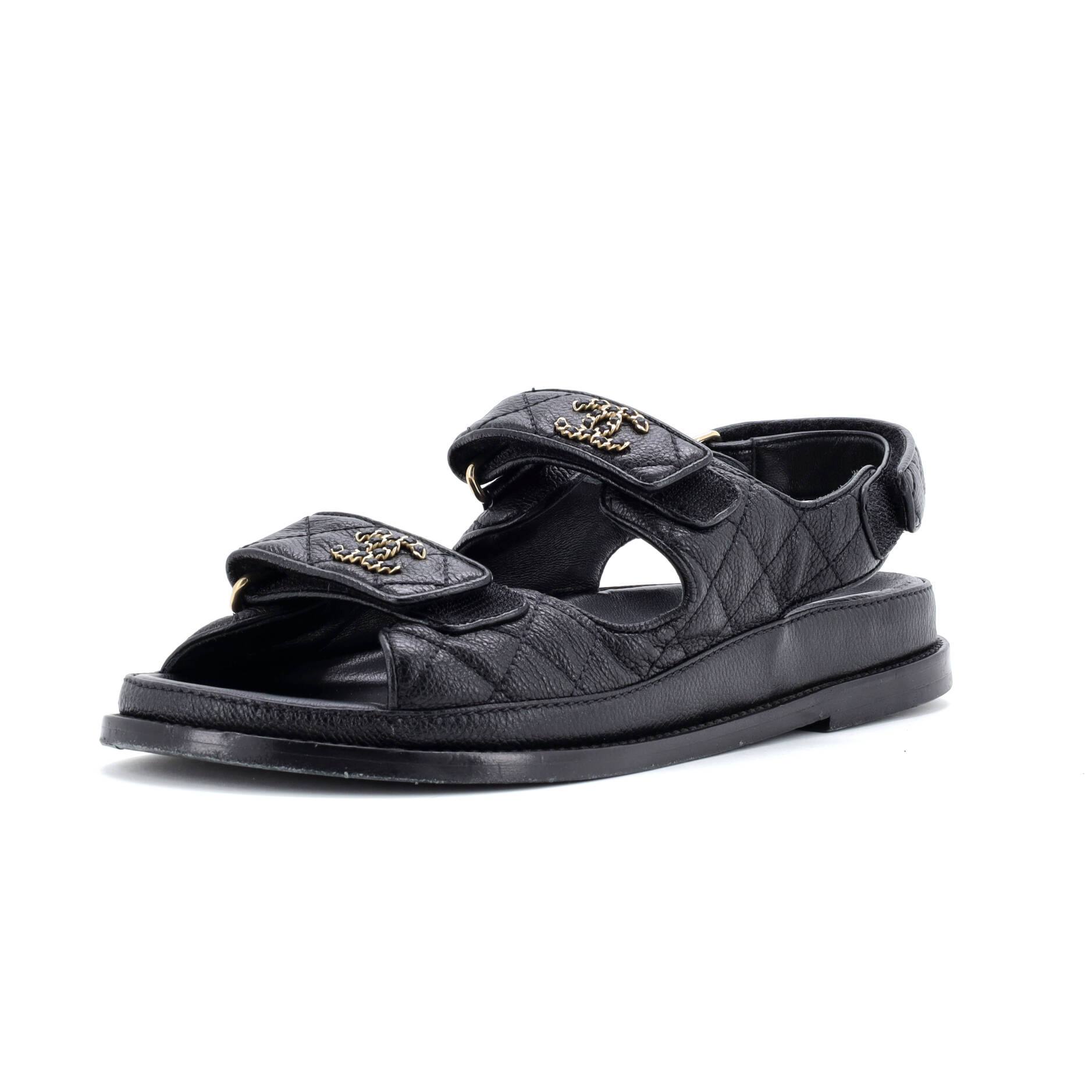 Women's Velcro Dad Sandals Quilted Leather