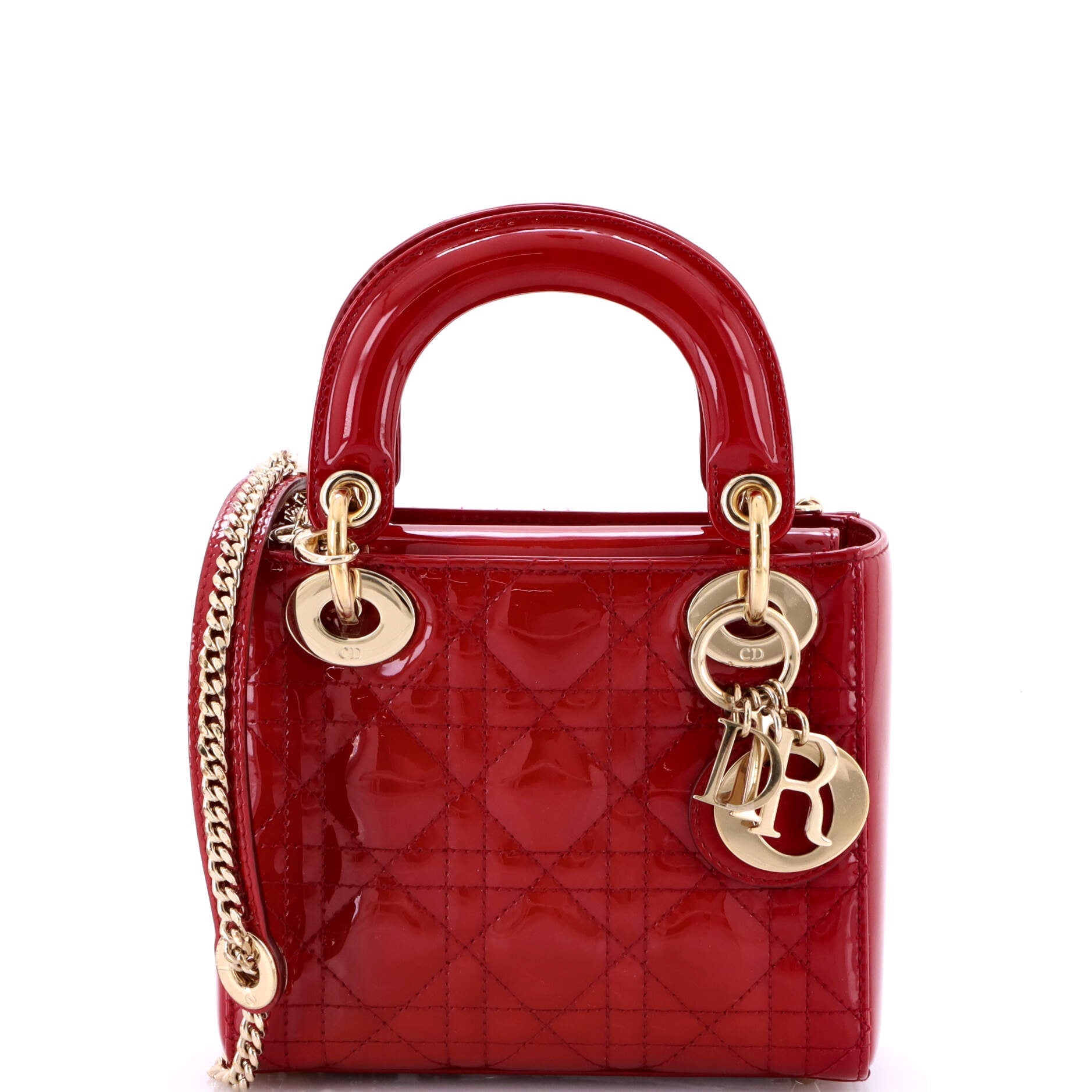 Lady Dior Chain Bag Cannage Quilt Patent Mini