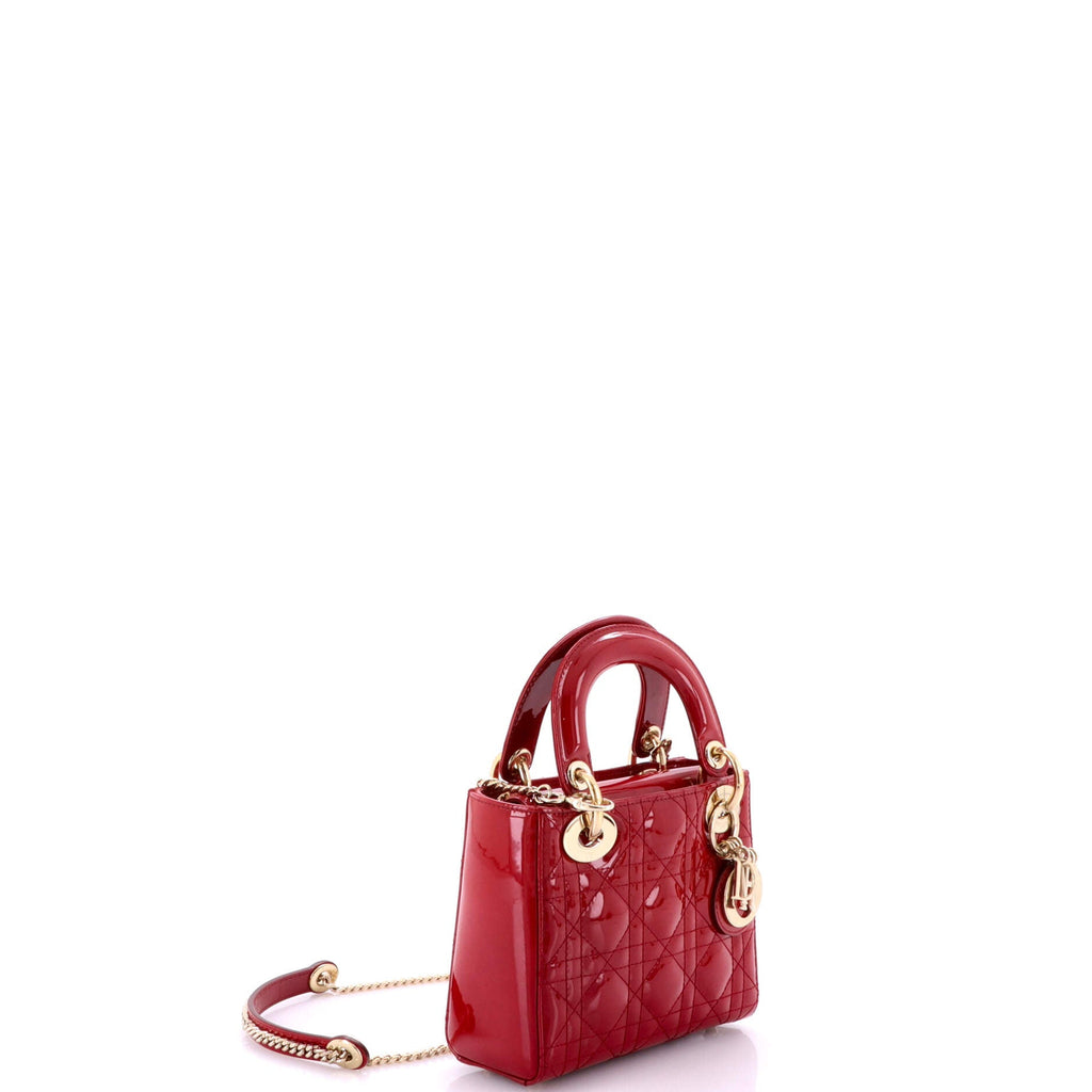 Lady Dior Chain Bag Cannage Quilt Patent Mini
