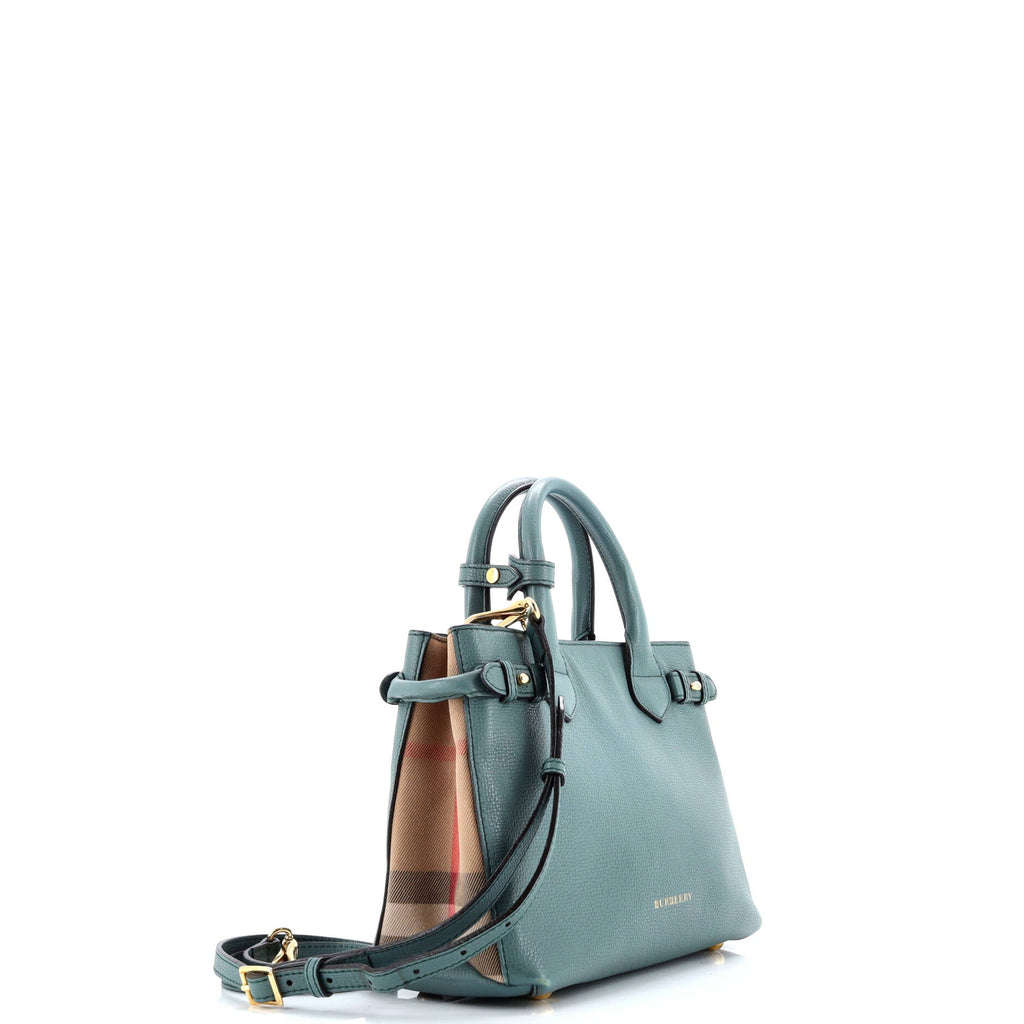 Banner Tote Leather and House Check Canvas Small