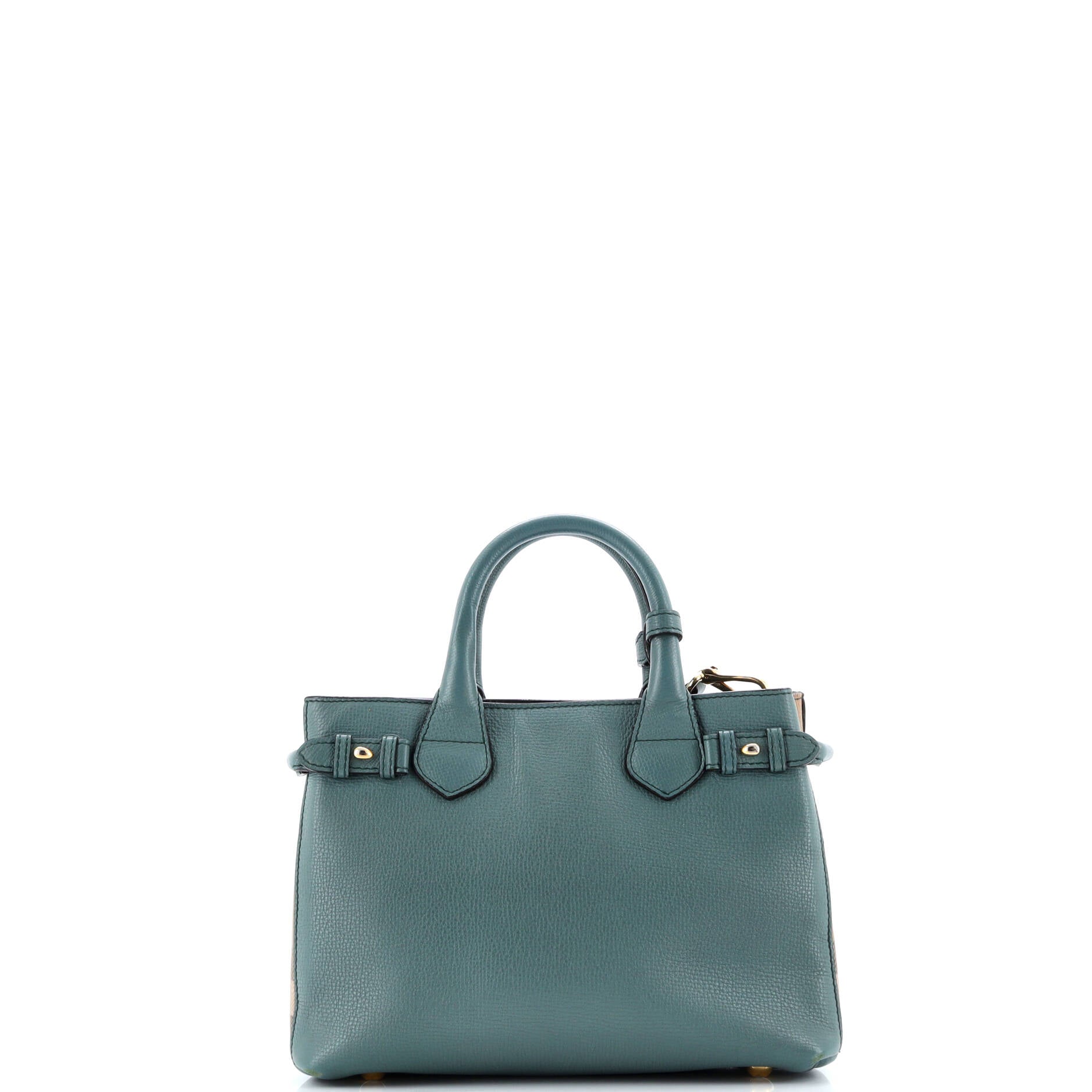 Banner Tote Leather and House Check Canvas Small