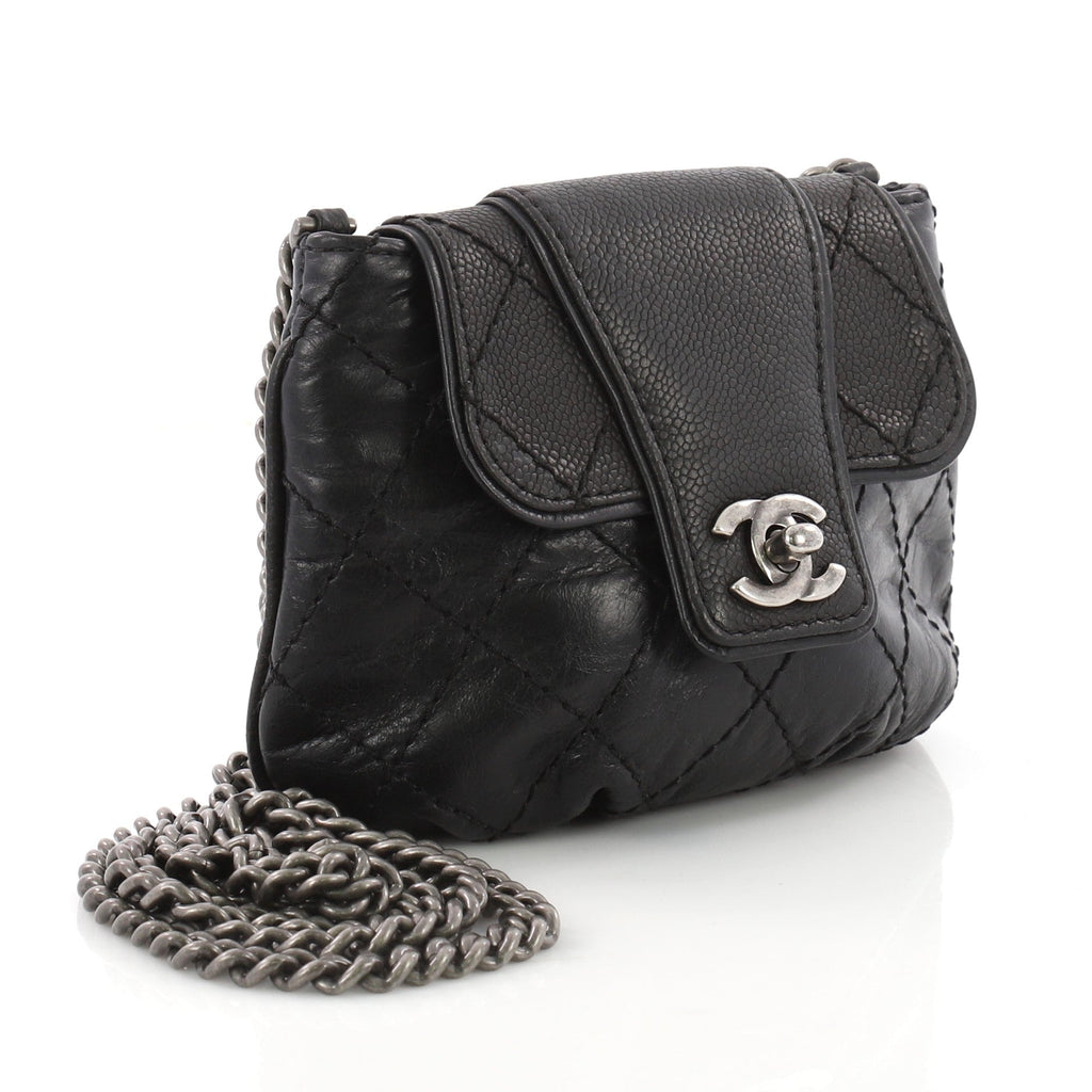 Bubble Graphic Messenger Quilted Calfskin with Caviar Mini