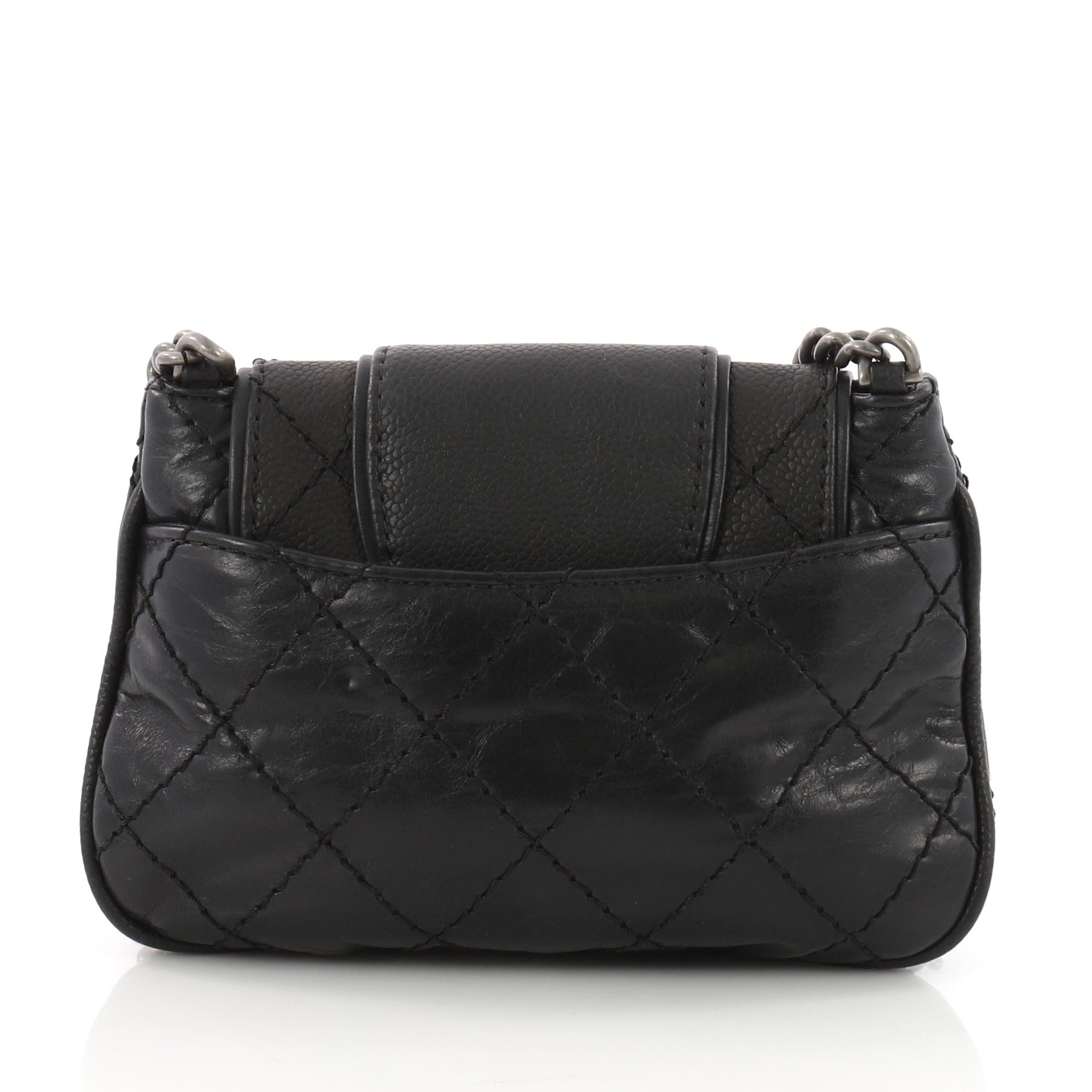 Bubble Graphic Messenger Quilted Calfskin with Caviar Mini