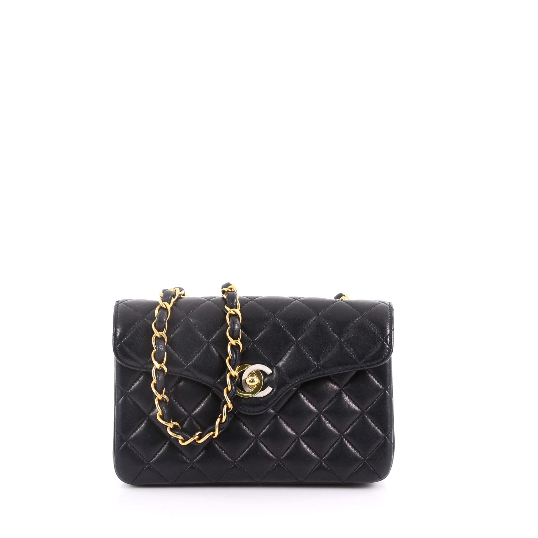 Vintage Two-Tone CC Flap Bag Quilted Lambskin Mini